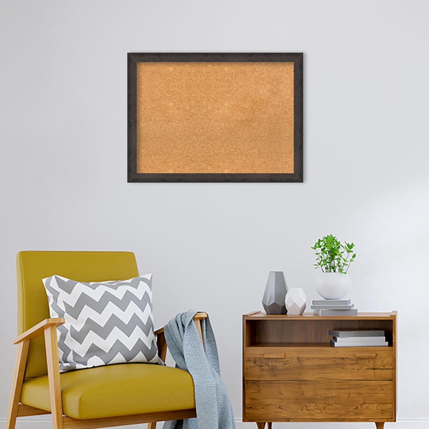 Amanti Art Natural Cork Board for Wall, 23x31 Vision Board with Black Wood Frame, Medium Corkboard Office Decor for Home Organization, Modern Contemporary Corkboard Pinboard to display items for home