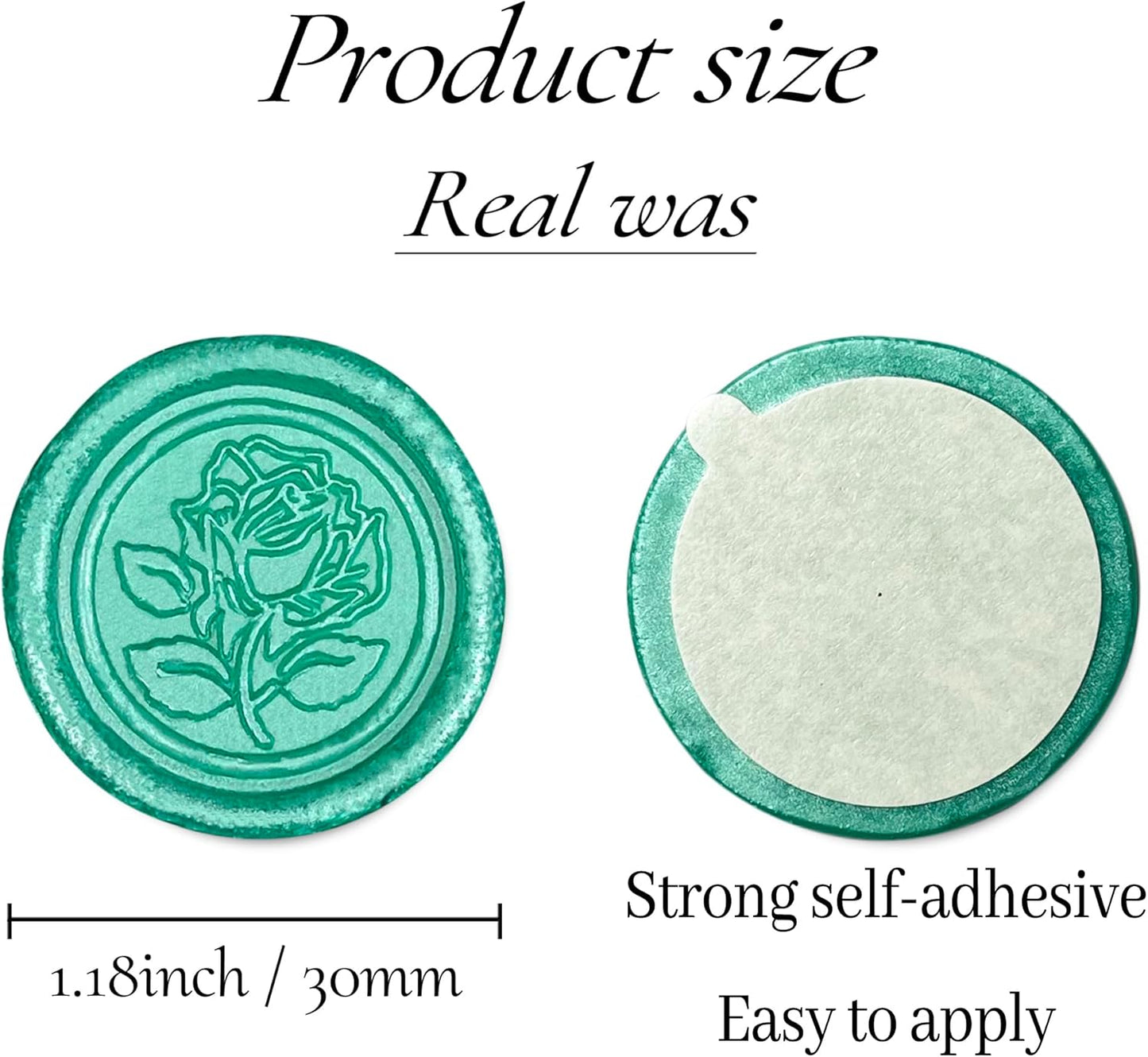 25Pcs Wax Seal Stickers Handmade Envelope Seals Self Adhesive Wax Stickers for Wedding Party Invitations, Envelope, Gift Wrap, Christmas(Rose Style, Cyan)