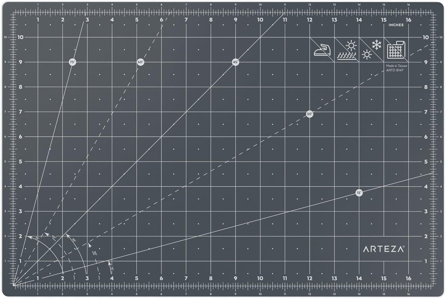 Arteza Self Healing Rotary Cutting Mat, 12"x18" with Grid & Non Slip Surface for Fabric, Paper, Vinyl, Plastic, Eco Friendly, Durable & Flexible, Great for Crafts, Quilting, Sewing, Scrapbooking