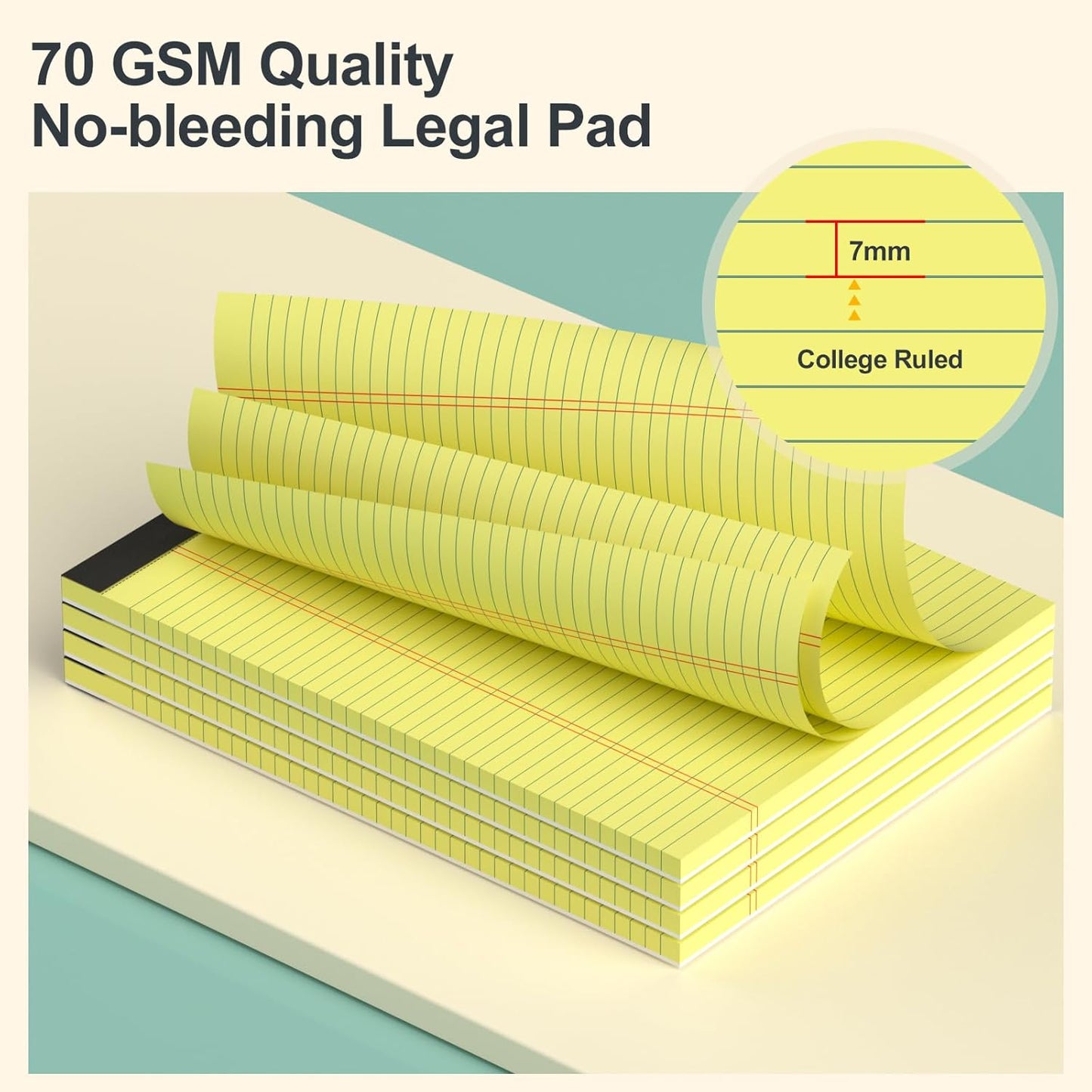 Yellow Legal Pads 8.5 x 11 Narrow Ruled Note Pads - 20 Pack Yellow Notepad 8 1/2 x 11 Paper Tabletsd - Perforated Yellow Pad 8.5 x 11 Lined Notepad 30 Sheets/ 60 Pages each Note Pad for Office School