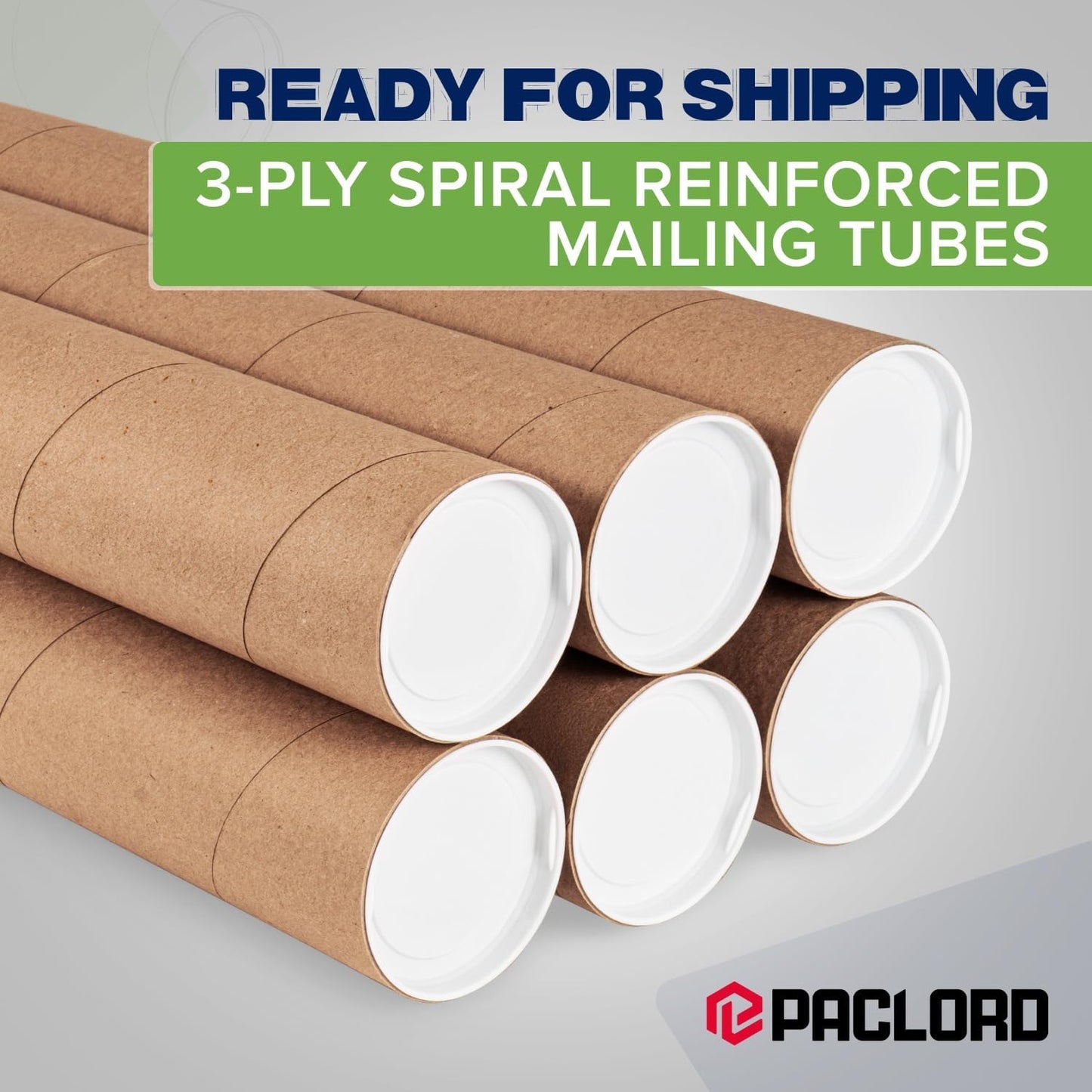 4" x 48" Reinforced Kraft Paper Mailing Tube, Pack of 2 Tubes with 2 Caps Each – USPS Approved Poster Tube – Made in USA Cardboard Tube for Shipping and Storing Posters, Prints, Artwork, or Documents
