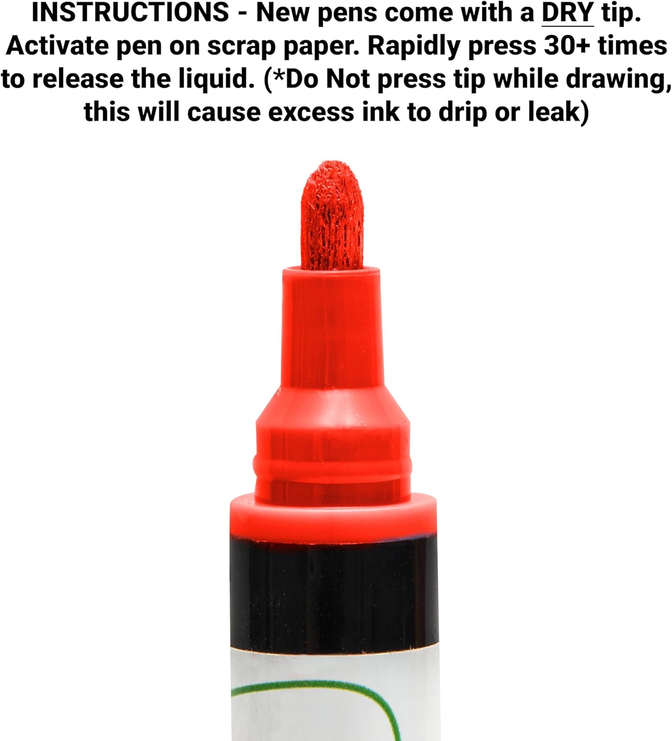 Glass Pen Window Marker: Liquid Chalk Markers for Glass, Car Marker or Mirror Pen with Washable Paint - Car Windows, Mirror, Storefront Windows, Parade & Party, Holiday (Red, Fine Tip)