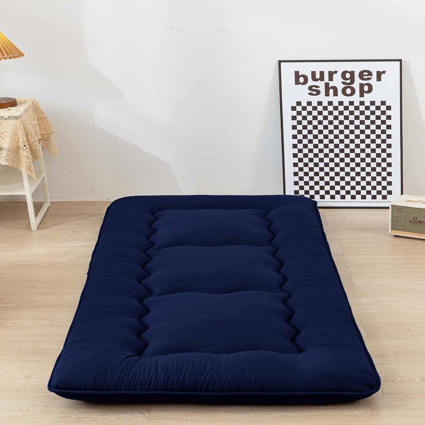 MAXYOYO Cot Japanese Floor Futon Mattress, Single Size Tatami Mat Sleeping Pad Foldable Roll Up Boys Girls Narrow Mattress Kids Lounger Pillow Bed