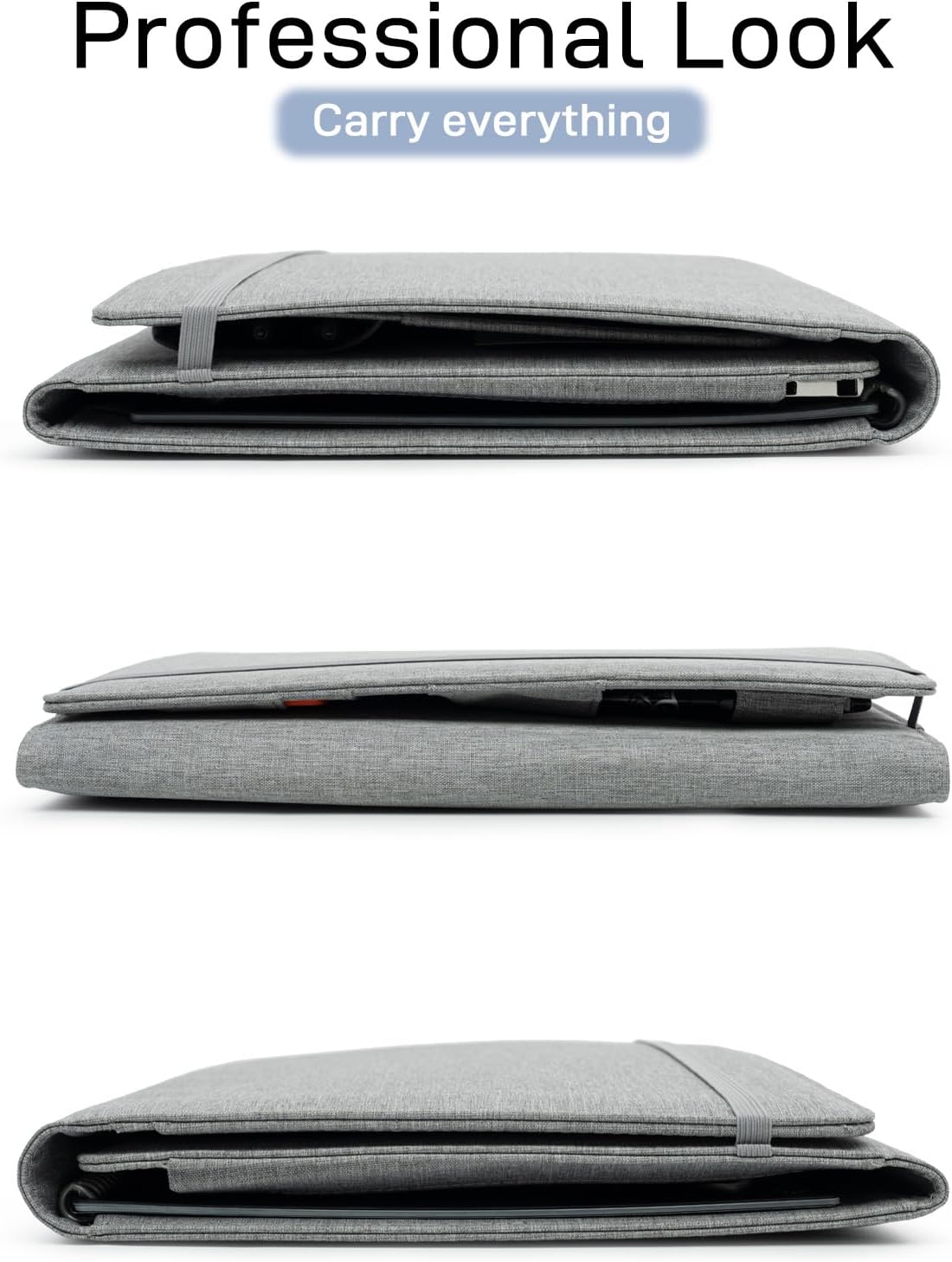 Sturdy Planner Cover for Rocketbook Smart Notebook - Water-Resistant Fabric Padfolio, Business Padfolio with Zipper Pen Pocket, Fits 8.5 x 11 Letter Size, Rocketbook Accessories (Gray)