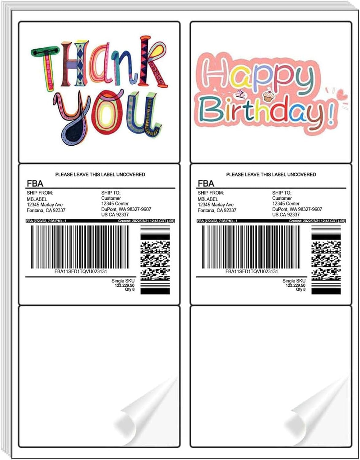 6-Up White Permanent Self Adhesive Shipping Labels 3 1/3” x 4” Printable Stickers for Laser & Inkjet Printers - 2000 Sheets - 12000 Count Labels