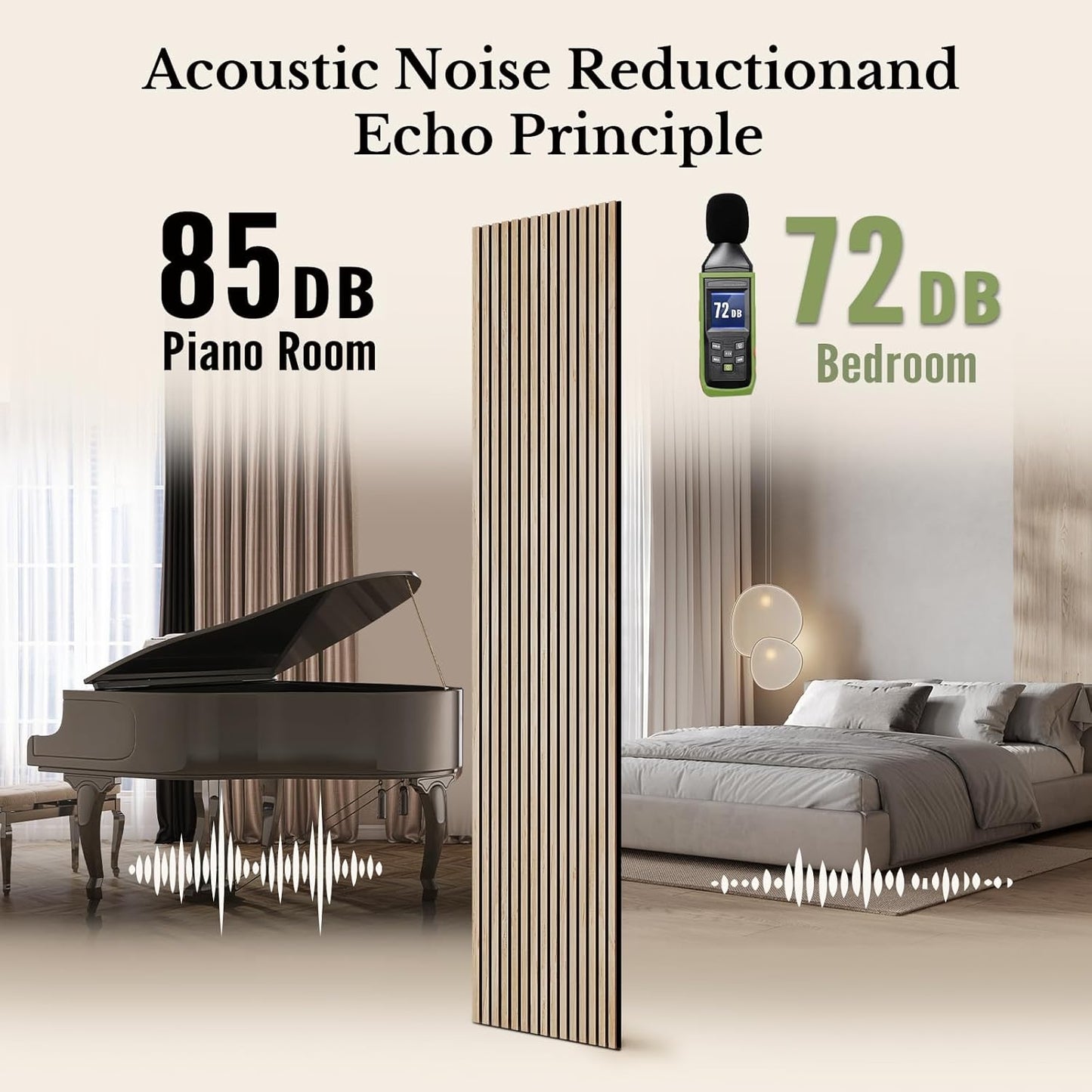 MISSDAY Wood Slat Acoustic Wall Panels, 2 Packs 94.5" x 23.4" Oak Soundproof Panel For Interior Wall Decor Noise Absorbing-3D Textured Wooden Panel Sound-Absorbing for Home, Office, Studio