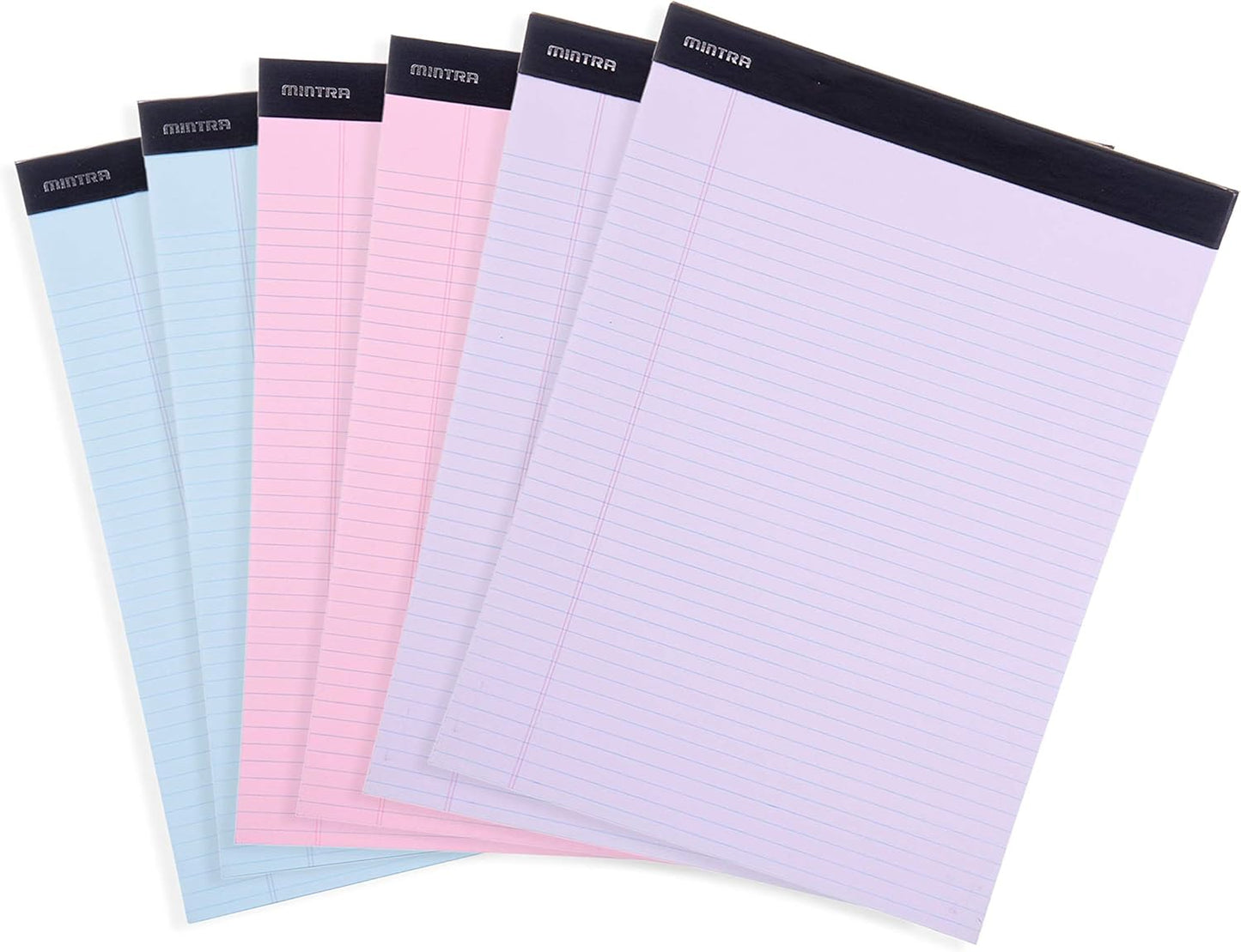 Mintra Office Legal Pads - ((BASIC PASTEL 6pk, 8.5in x 11in, NARROW RULED))