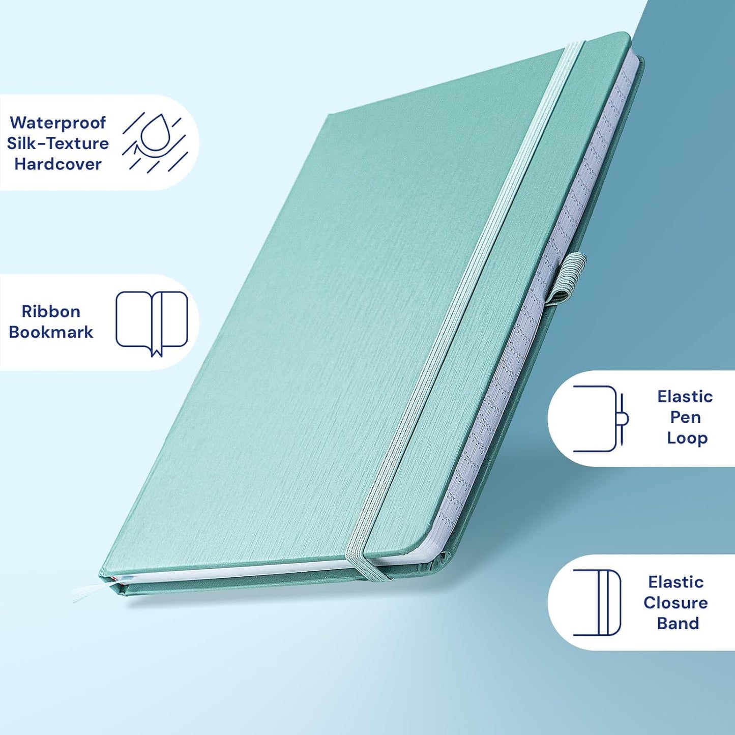 A5 Lined Journal Notebook, 7mm College Ruled Notepad, Journaling for Writing, Work, School, Travel and Note Taking, Hardcover 160 Pages (80 Sheets) 5.79 x 8.3 inches (3 Pack Blue)