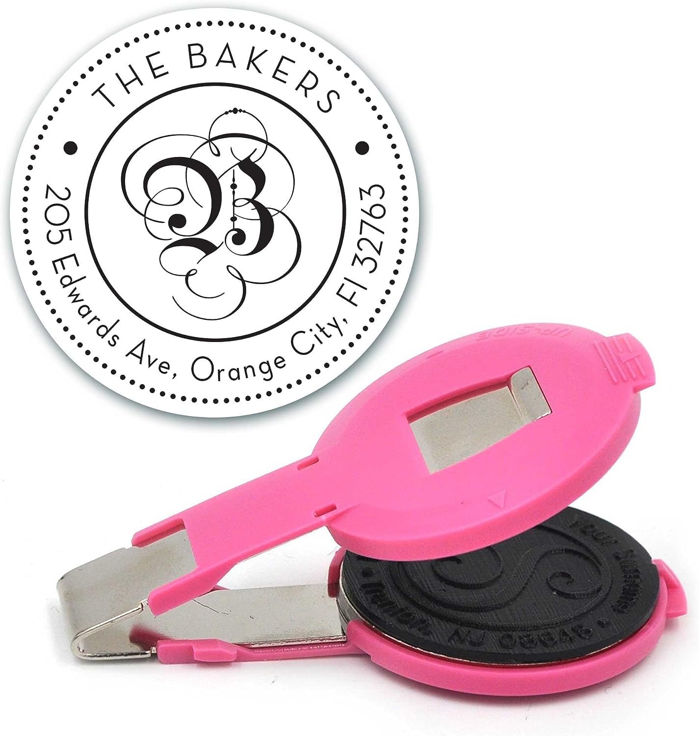 Custom Monogram Address Embosser - Personalized Round Seal - Insert Only - Style EM024