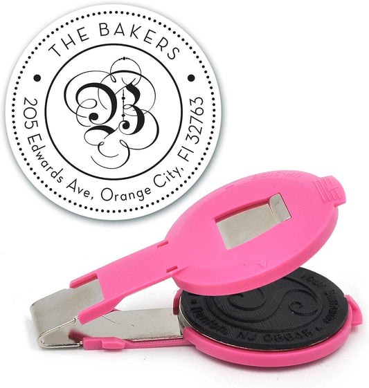 Custom Monogram Address Embosser - Personalized Round Seal - Insert Only - Style EM024