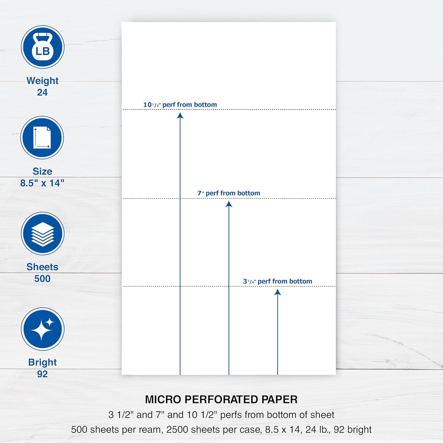 PrintWorks Professional 4 Part Legal Perforated Paper 8.5” x 14” - Perfect For Statement Use - Made in the USA - 2500 Sheets - 24 lb - Printer Compatible - White (04177)