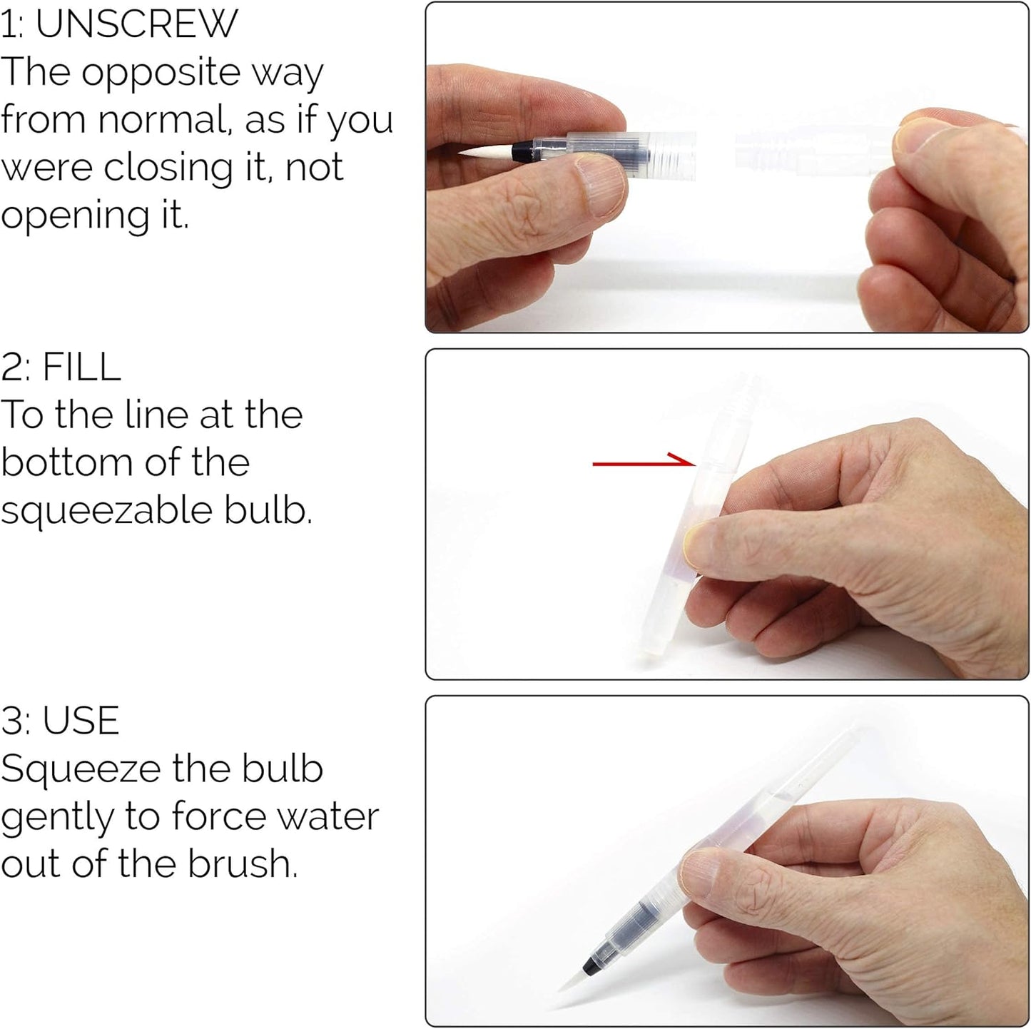 Chromatek AquaPens. Set of 6 Refillable Aqua Watercolor Brushes with Nylon Tips. Easy Water Brush Pens for Painting. Blending & Calligraphy. Includes Online Video Tutorials & Templates