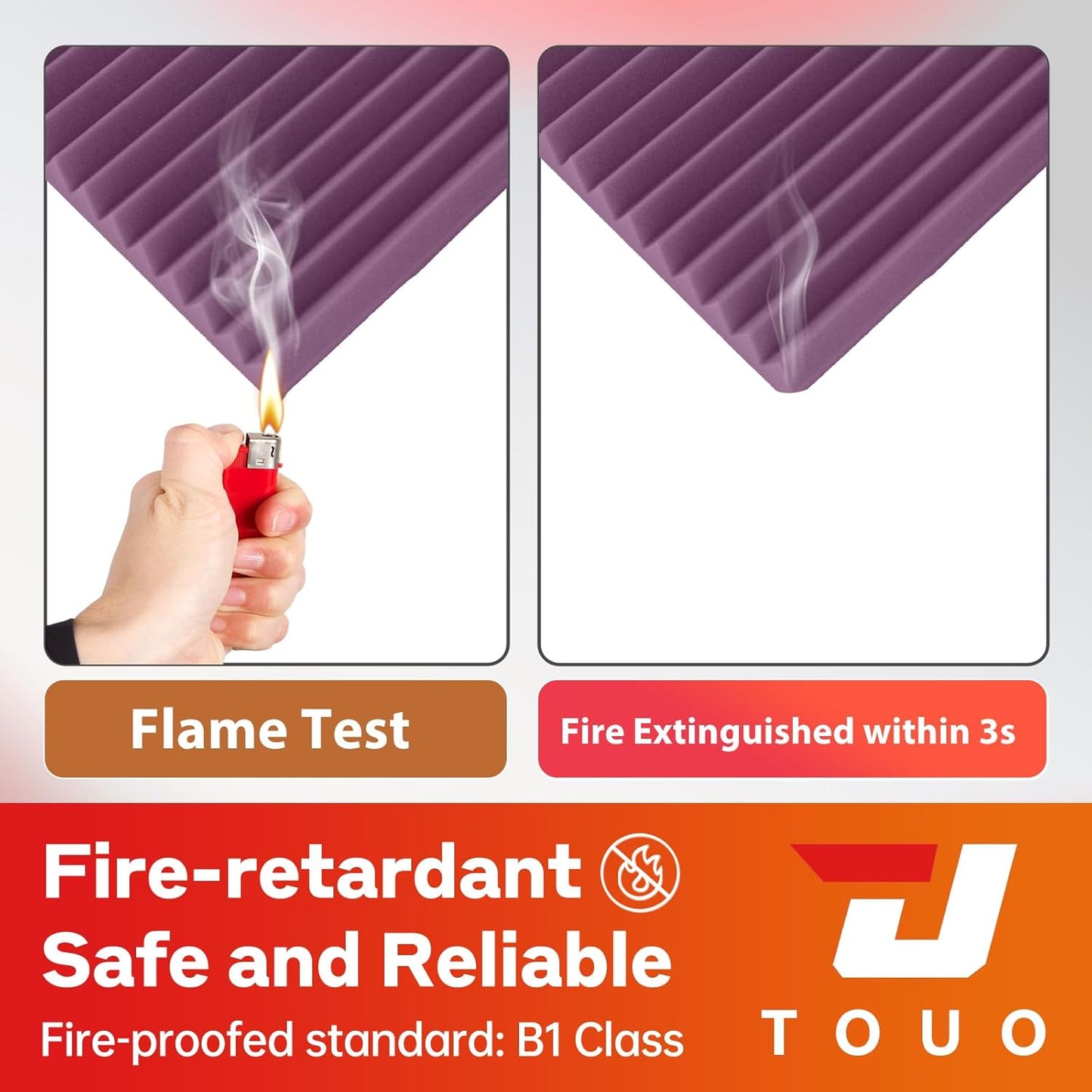 24 Pack Acoustic Panels – Sound Proof Foam Panels for Wall 12"x12"x2", Flame Retardant Wedge Acoustic Foam, High-Density Sound Absorbing Panels for Home Studio(Purple, 2" Thick 24 Pack)