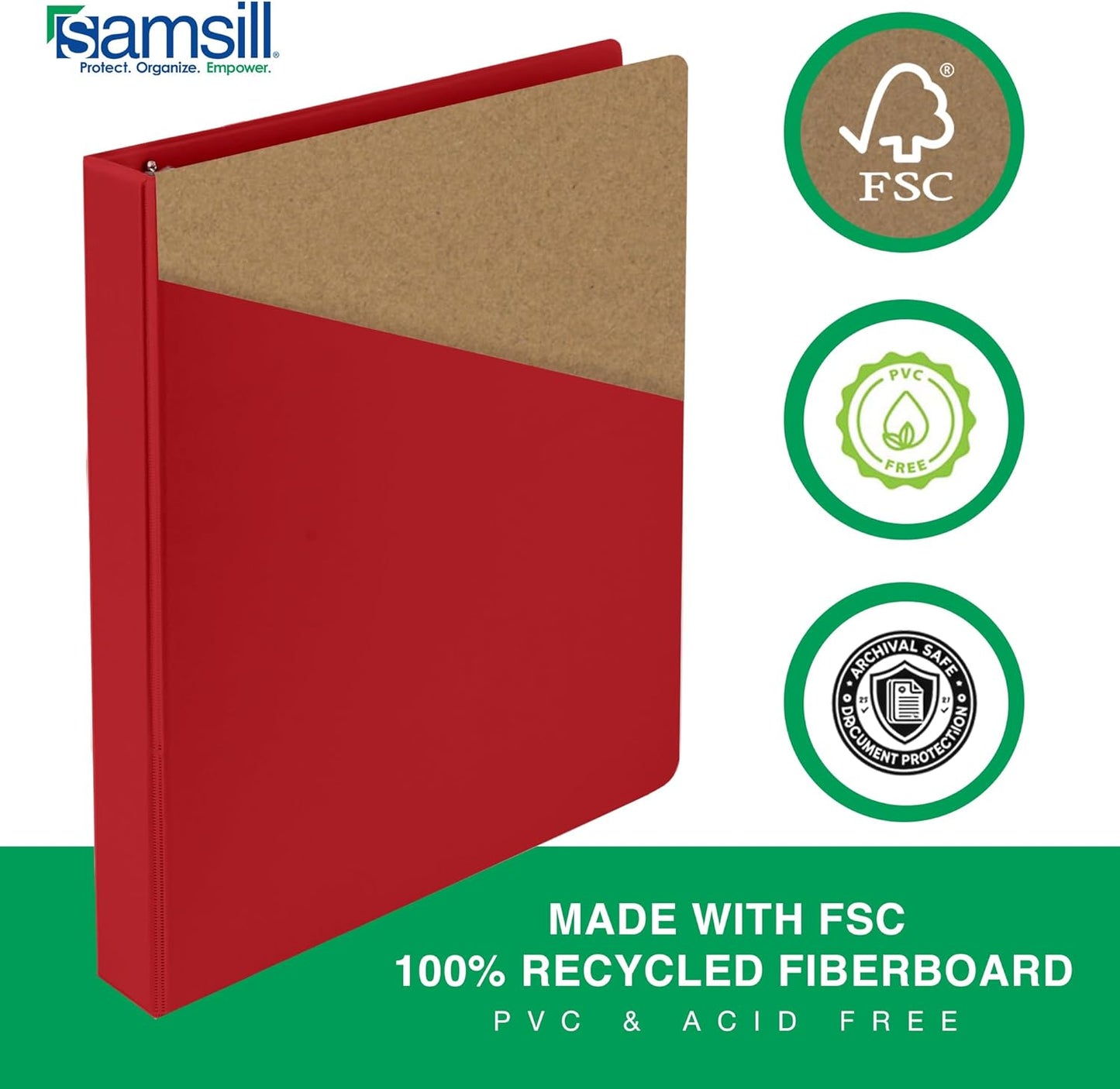 Samsill 2 Inch 3 Ring Binders, Made in USA, Economy Round Ring, Clear View Cover, 425 Sheet Capacity - for School, Home, Office - Red, 4 Pack