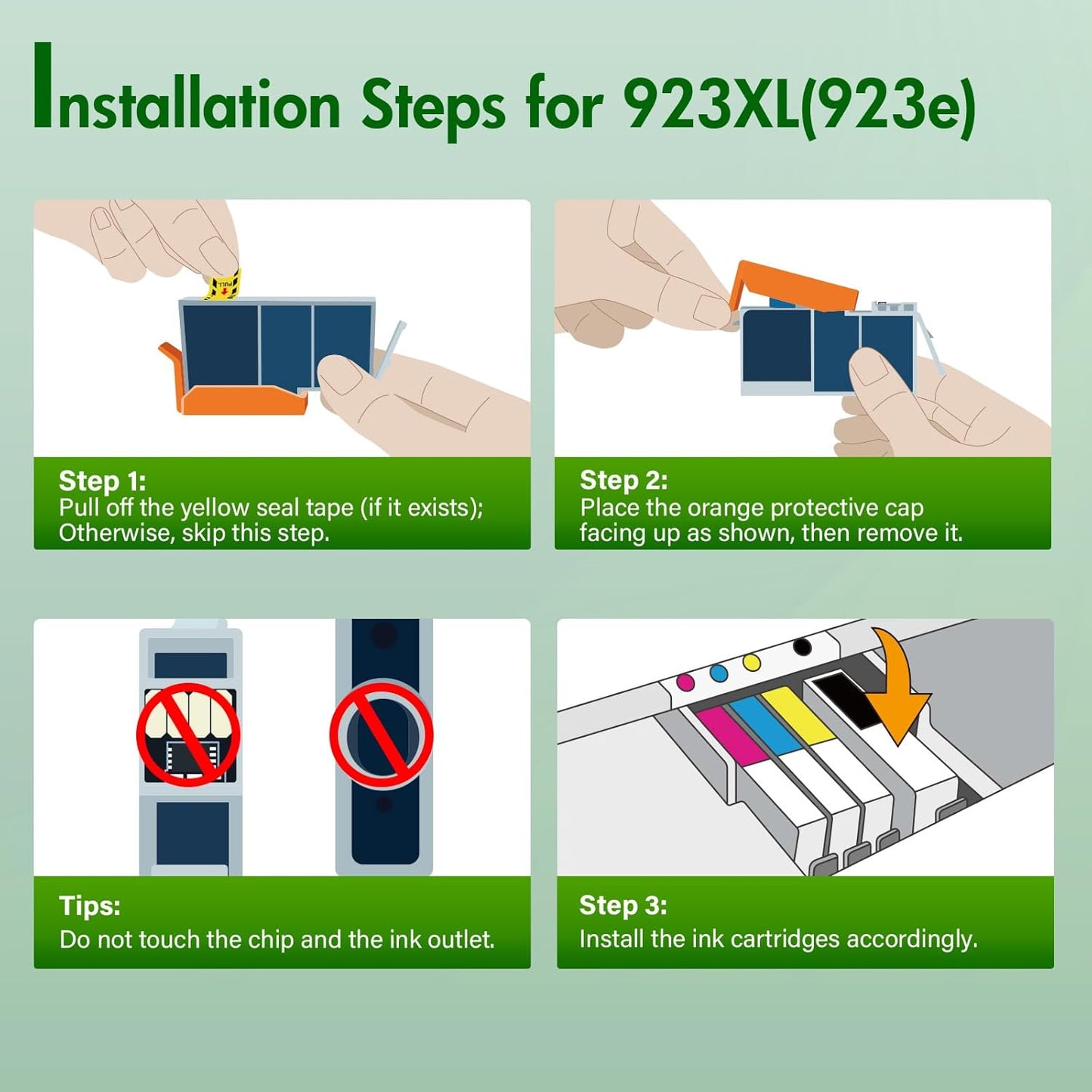 923XL 923 8130e Ink Cartridges Combo Pack with Chip: Replacement for HP Ink 923e 923 923XL for HP923 OfficeJet Pro 8130e 8135e 8139e 8138e 8122e 8120 8124e 8125e 8130 8132e 8134e Printer