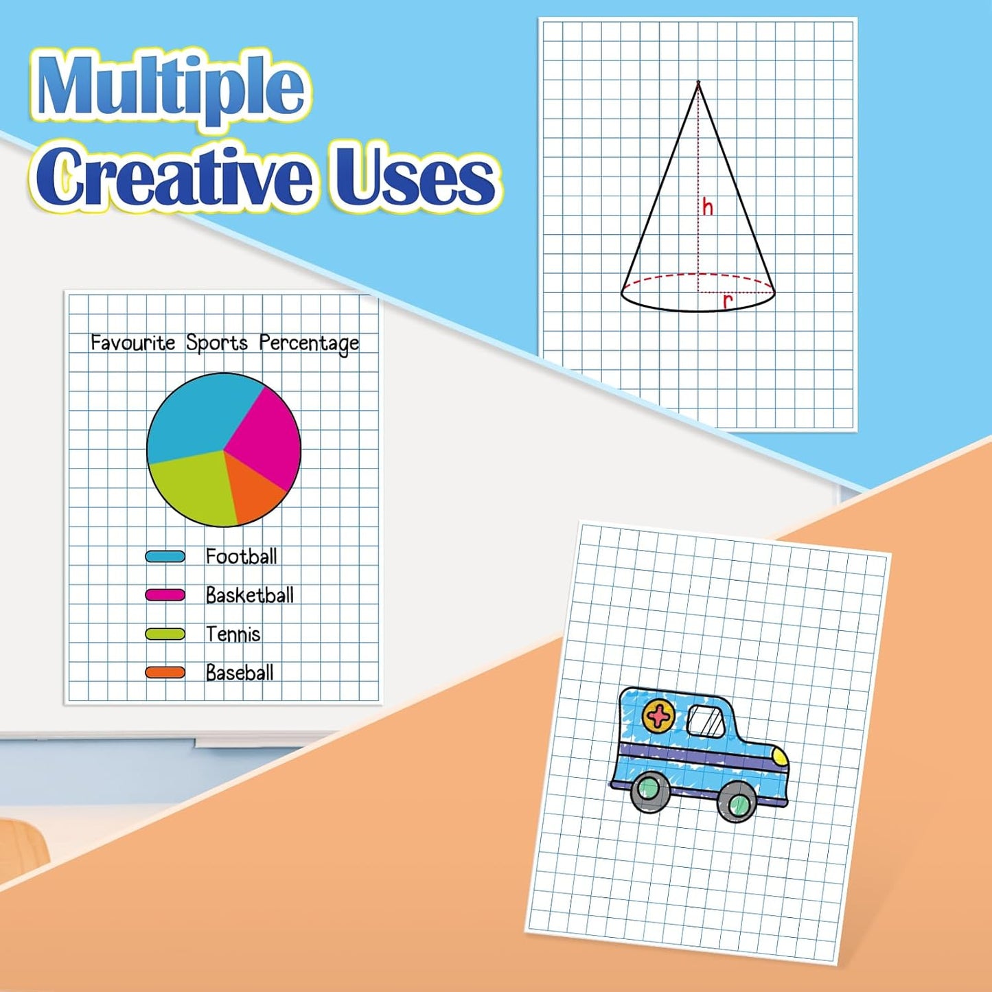 Aizweb Giant Magnetic Graph Paper,Dry Erase Grid Paper Graphing Paper for Classroom Whiteboard Accessories,Chart Paper Teacher Must Have Homeschool Teaching Supplies,Teacher Essential,21.5" x 16.5"