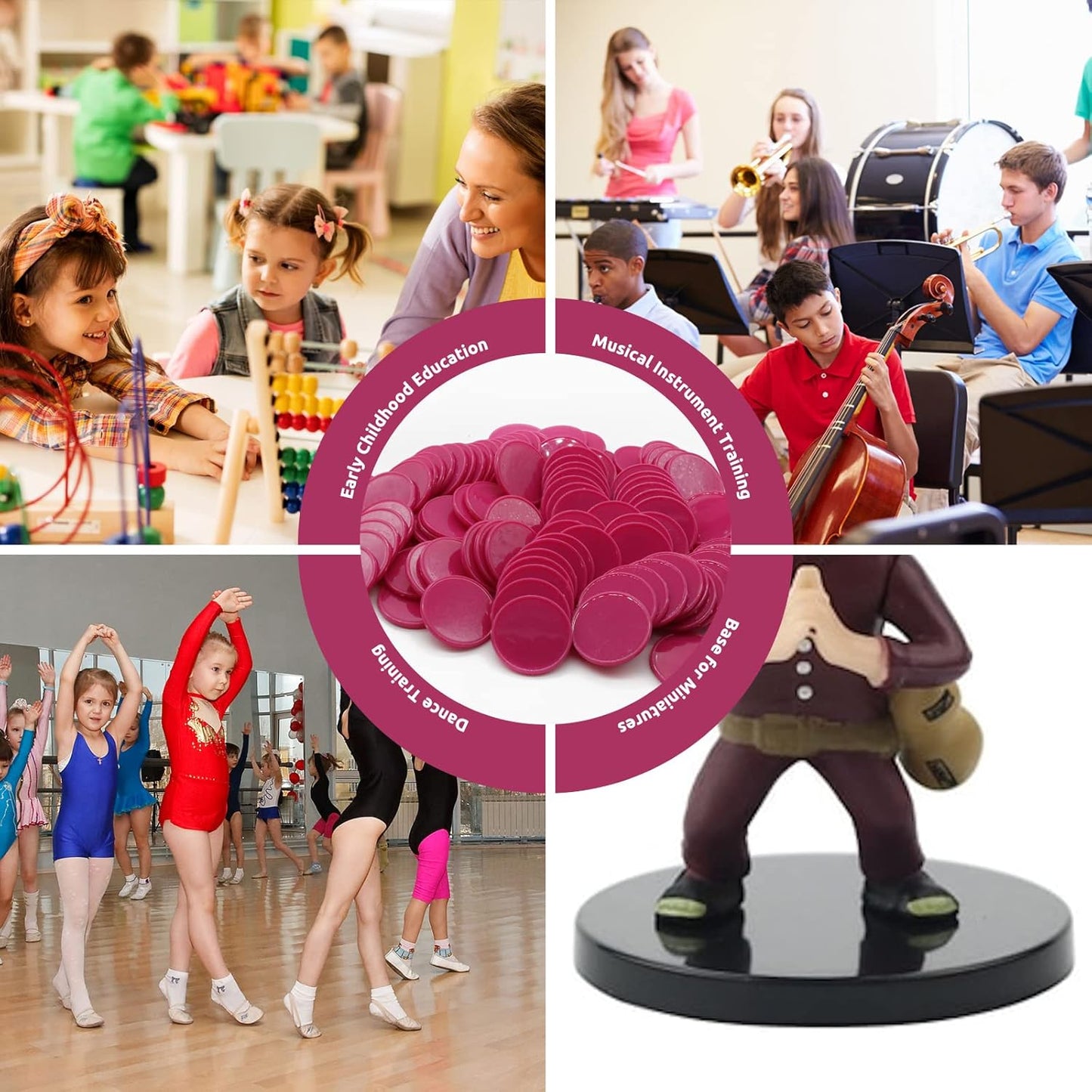 Set of 100 Opaque Plastic Learning Counters Mini Poker Chips Game Tokens with Storage Box (Mediumvioletred, 1 Inch)