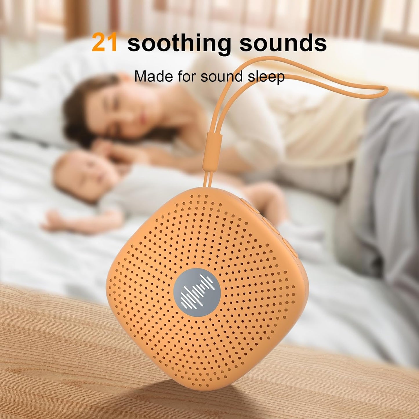 White Noise Machine,Portable Sound Machine for Baby Adult,21Soothing Sound,Auto-Off Timer,Noise Canceling for Office & Sleeping, Compact Size for Home,Travel,Registry Gift,Orange