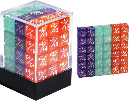 36PCS 12mm MTG Life Counters Dice Set with Box, MTG +1/+1 Tokens 6 Sided Mini Dice Set for Magic The gatering, Compatible with TCG CCG Magic Card Gaming Accessories