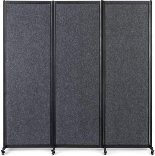 Room Partition,Office Divider,Portable Commercial Screen Dividers,Privacy Partition Separator,Classroom School Dividers,6'4"W x 6'7"H,3 Panel,Grey