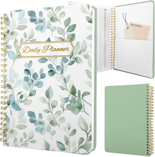 Undated Daily Planner - Spiral Notebook 80 Days One Day Per Page, Hourly Schedule, To-Do List, Notes, Everyday Planning Task, A5 Hardcover Journal Organizer Book Women Cute Aesthetic, Spring