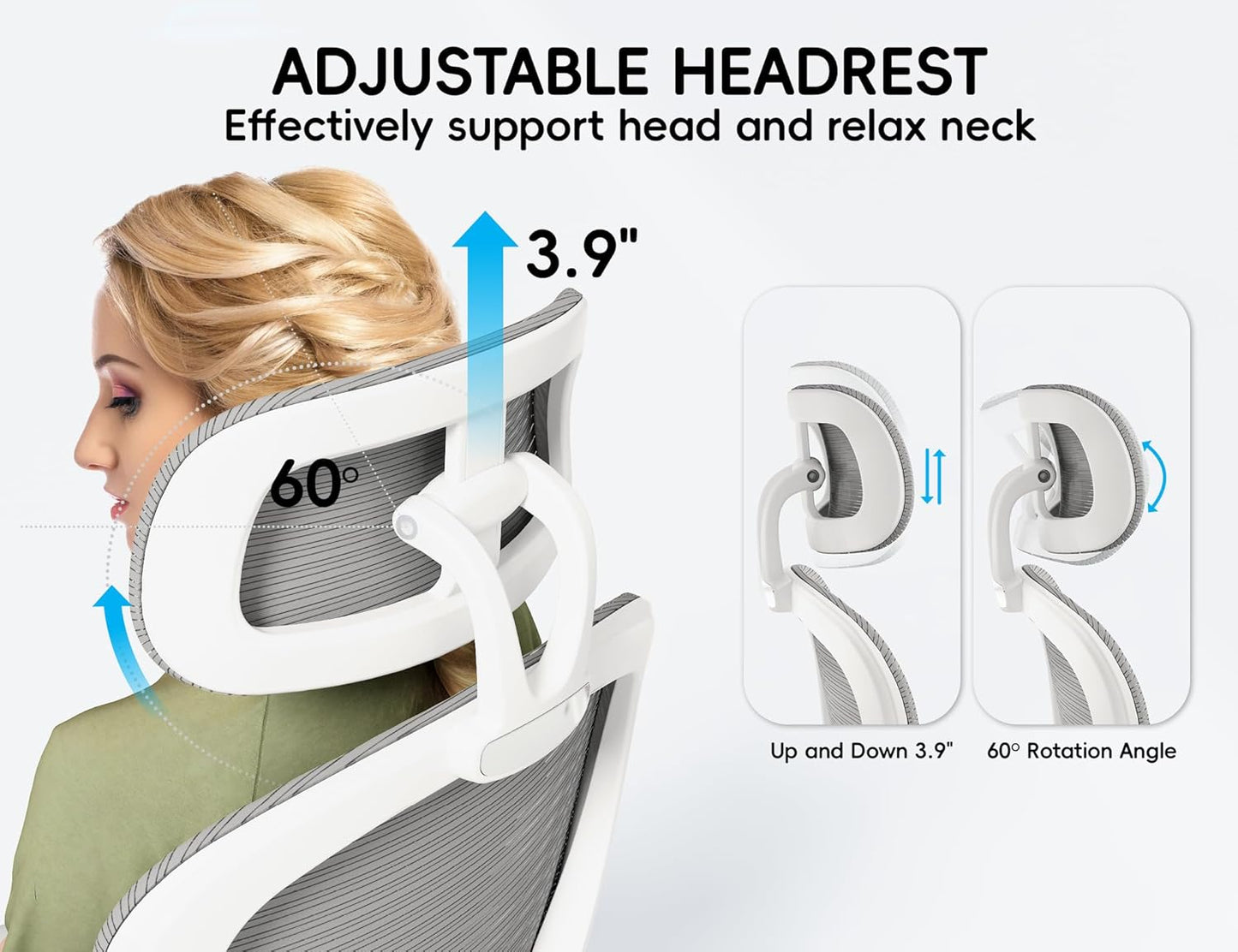 TRALT Office Chair - Ergonomic Office Chair with Back Support, Computer Chair - Home Office Desk Chairs, 330lbs Wide Seat Big and Tall Office Chairs with Headrest, Comfy Desk Chairs (Grey)