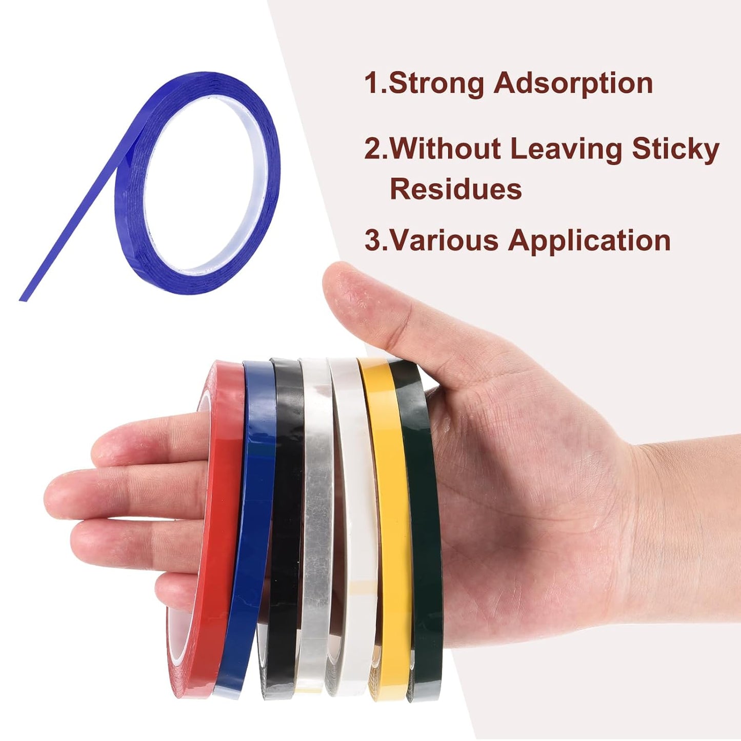 MECCANIXITY 10 Rolls Whiteboard Tape Graphic Chart Tape 8mm 54.7 Yard Art Tape Thin Self-Adhesive Pinstripe Tape Masking Tape for Gift Wrapping Craft Supplies, Blue