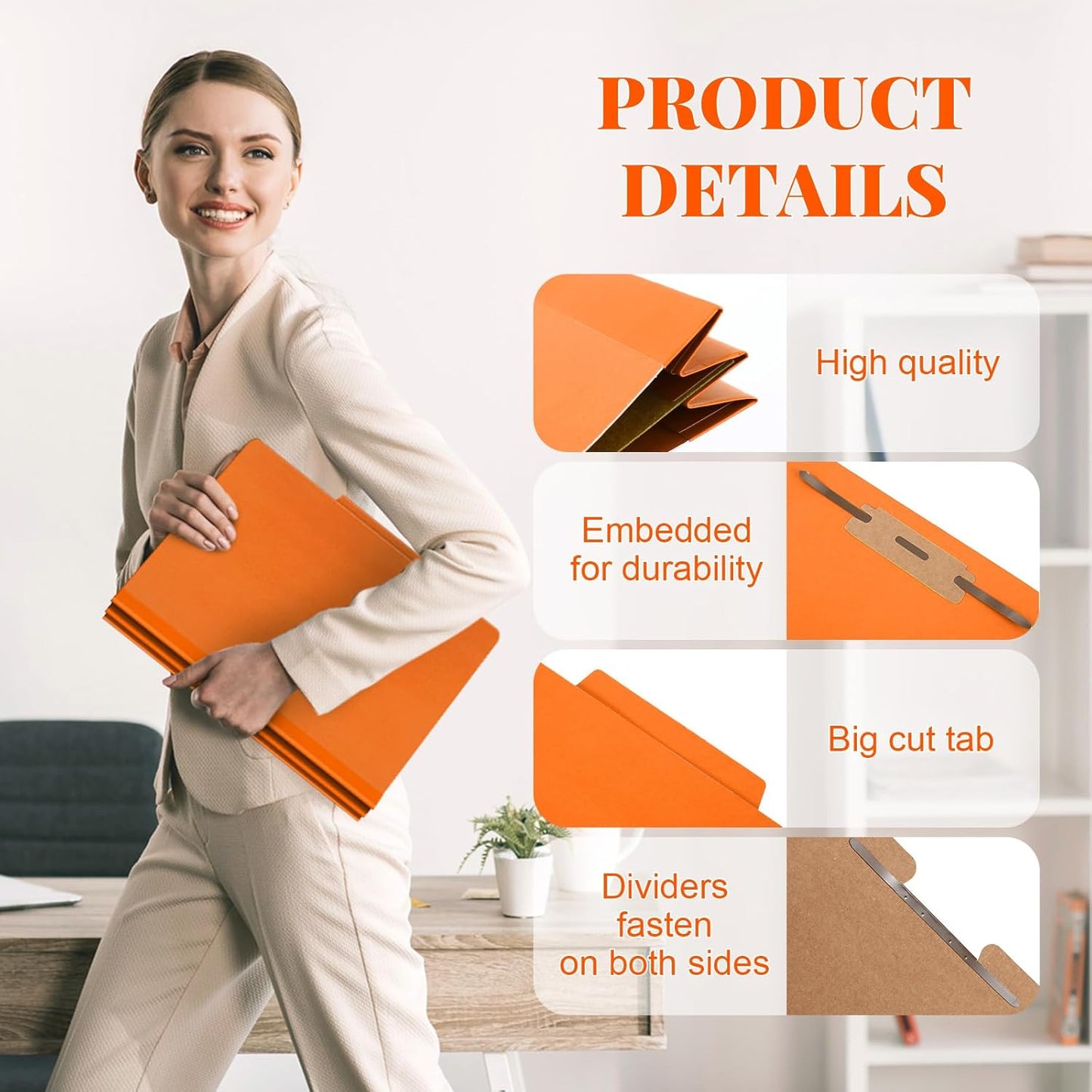 72 Pcs Classification Folders Letter Size, 1 Divider Pressboard File Folder with Fasteners, Expanding File Organizer Bulk for Teachers, Clergy, Office, Church, Christmas Donations (Orange)