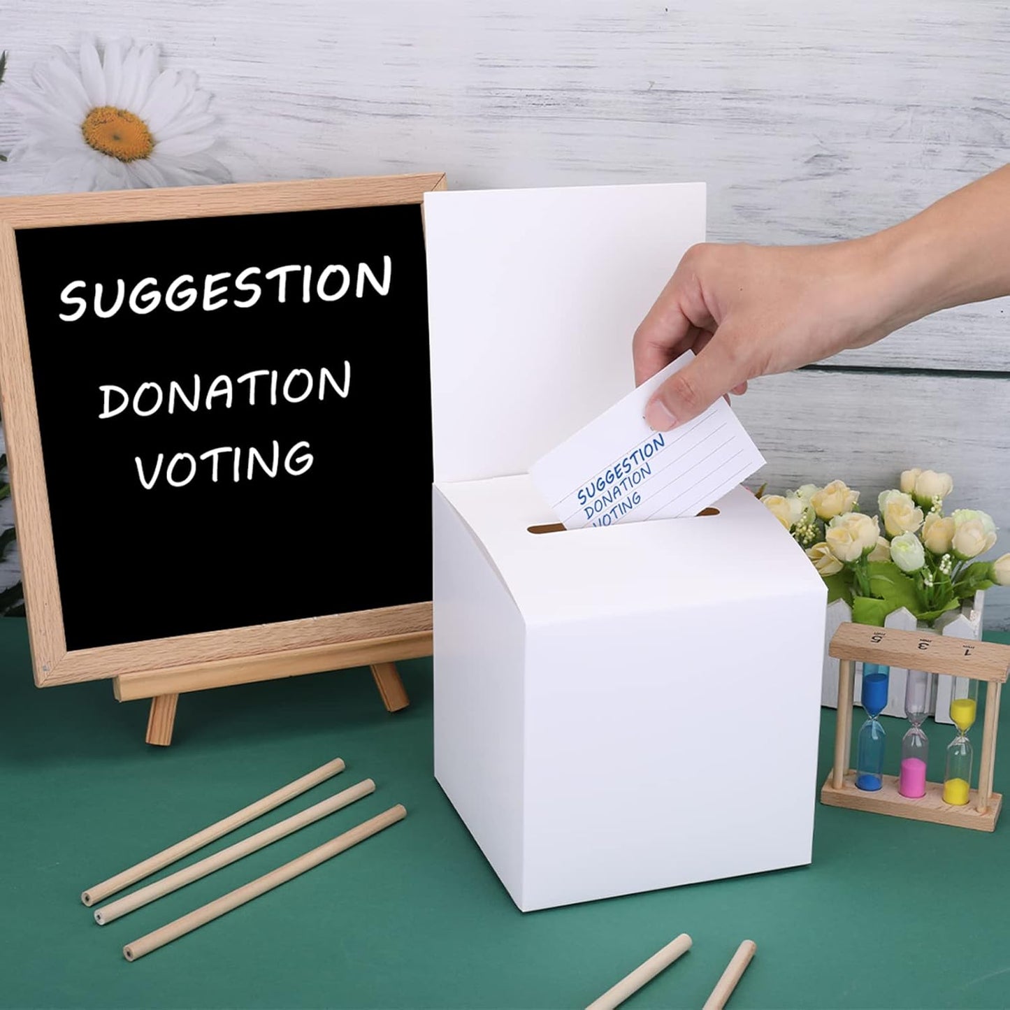 24 Pack Raffle Boxes for Fundraising, Ballot Boxes Suggestion Boxes Raffle Boxes with Slot Cardboard Raffle Ticket Box with Removable Header for Collecting Business Card Voting Contes