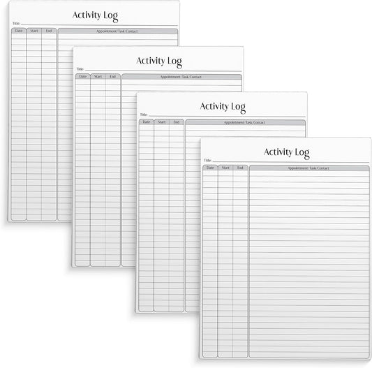 Better Office Products Activity Log Notepad, 8.5" x 11", Planning Note Pad, 50 Sheets, Daily Time Tracking Productivity Checklist Organizer,(4 Pack)