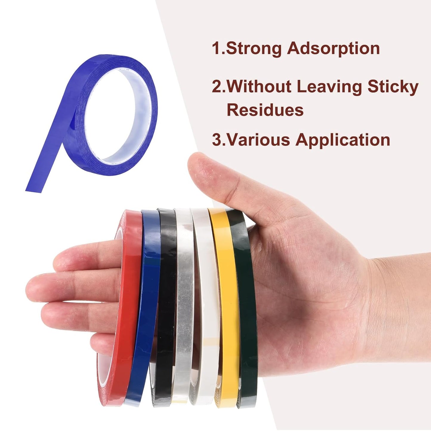 MECCANIXITY 6 Rolls Whiteboard Tape Graphic Chart Tape 18mm 54.7 Yard Art Tape Thin Self-Adhesive Pinstripe Tape Masking Tape for Gift Wrapping Craft Supplies, Blue