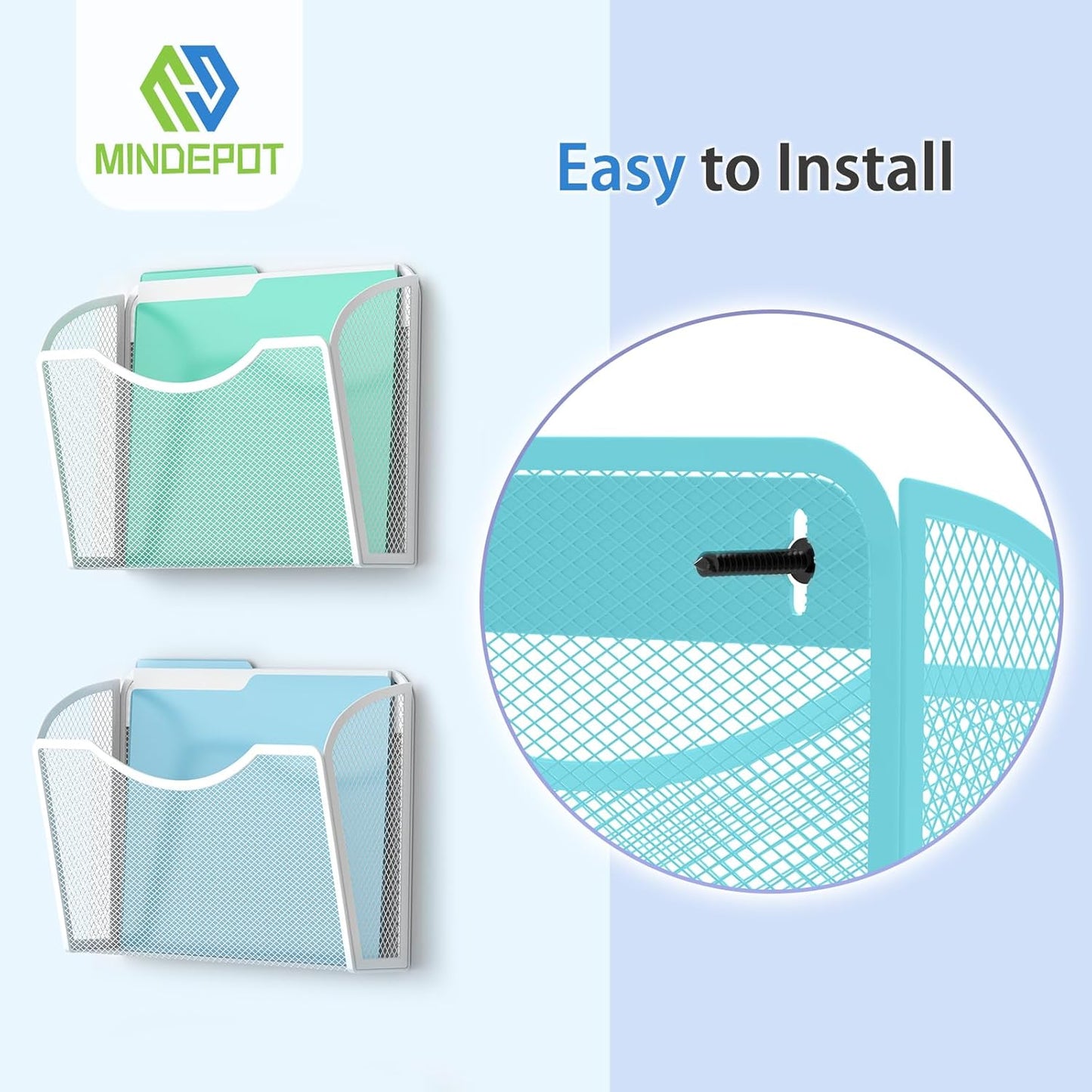 Wall File Organizer,Hanging Wall Mounted File Folder Binder Holder Mail Organizer for Office,Home and School Supplies