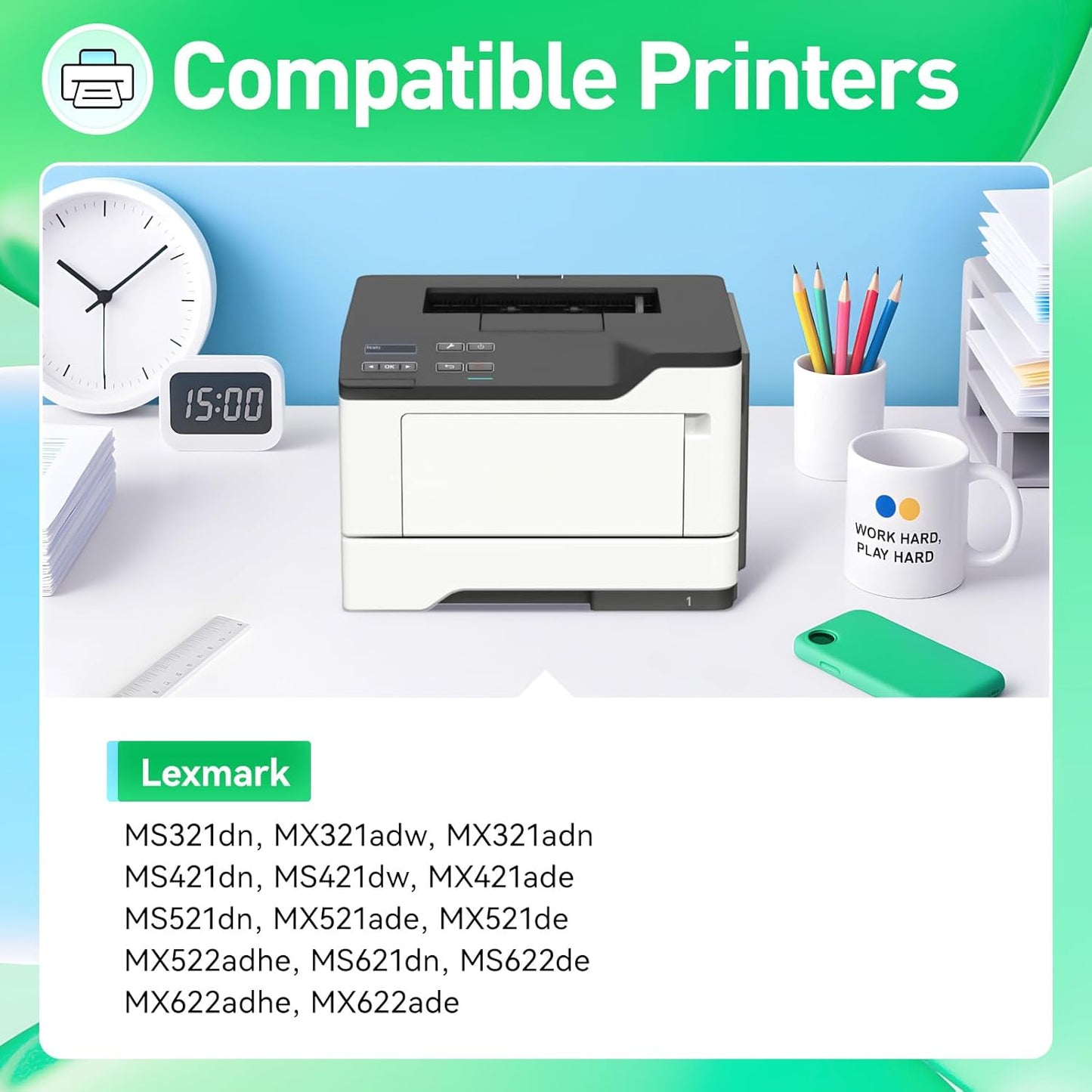 56F1000 Toner Cartridge Black Compatible with Lexmark 56F1000 56F000G Toner Replacement for Lexmark MS321 MS421 MS521 MS621 MX521 MX522 MX622 MS622 MX321 MX421 Laser Printer Ink dn dw de adn adw adhe