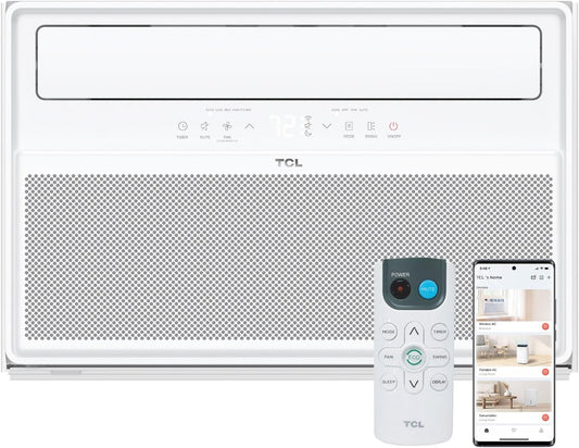 TCL 10,000 BTU Q-Series Smart Inverter Window AC, Ultra-Quiet 32dB Fan & 40dB Cooling, 38% Energy Saving, 3-Step Install, Open-able Window, Works with Smart Home Devices, Cools up to 450 Sq. Ft.