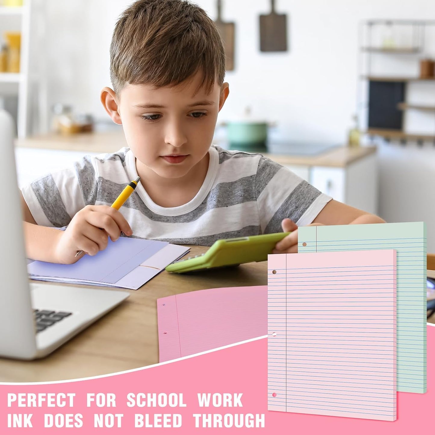 PerKoop 600 Sheets Colored Loose Leaf Paper 8.5" x 11" college ruled Lined 3 Hole Punched notebook Filler Paper for 3 Ring Binders Office School Supplies (Fantasy Color)