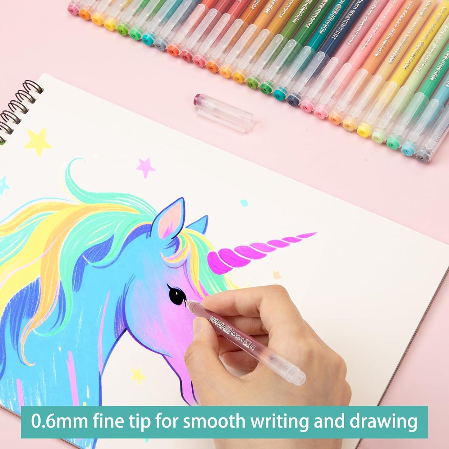 Gel Pens For Coloring, 18 Pack Colored Pens for Black Paper & White Paper, 0.6MM Fine Point Pens for Coloring, Writing, Drawing, Journaling, Note Taking, School, Office, Home