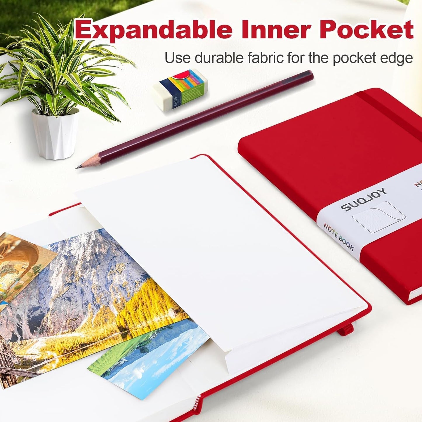 Lined Journal Notebooks, 160 Pages, 5.5x 8.2-Inch Journals for Women Men, Hardcover Notebook with 100 gsm Thick Paper, A5 Size College Ruled Notebook for Writing/Travel/Work (Red, 6 Pack)