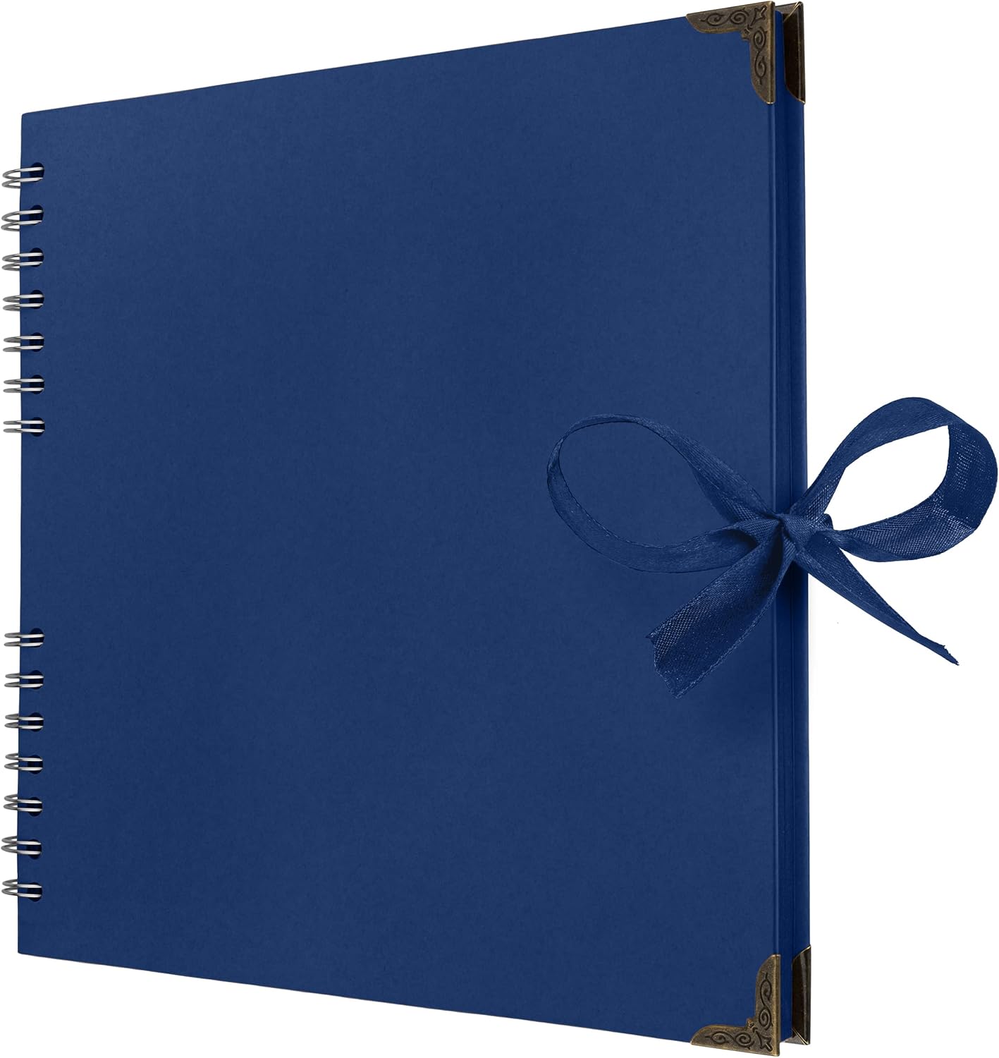 Bstorify 10 x 10 Inches Scrapbook Album 70 Pages Blue Thick Kraft Paper Corner Protectors, Ribbon Closure - Ideal for Your Scrapbooking, Art & Craft Projects (Blue, 10 x 10 Inch)