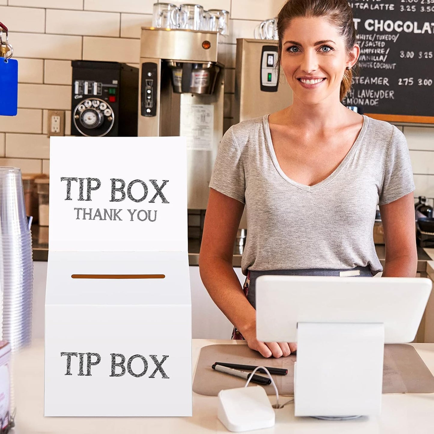 CHENGU 6 Pieces Raffle Ticket Box, 10 x 10 x 10 Inch Cardboard Box with Slot, Large Donation for Fundraising, Tip Jar, Suggestion for Collecting and Donation (White)