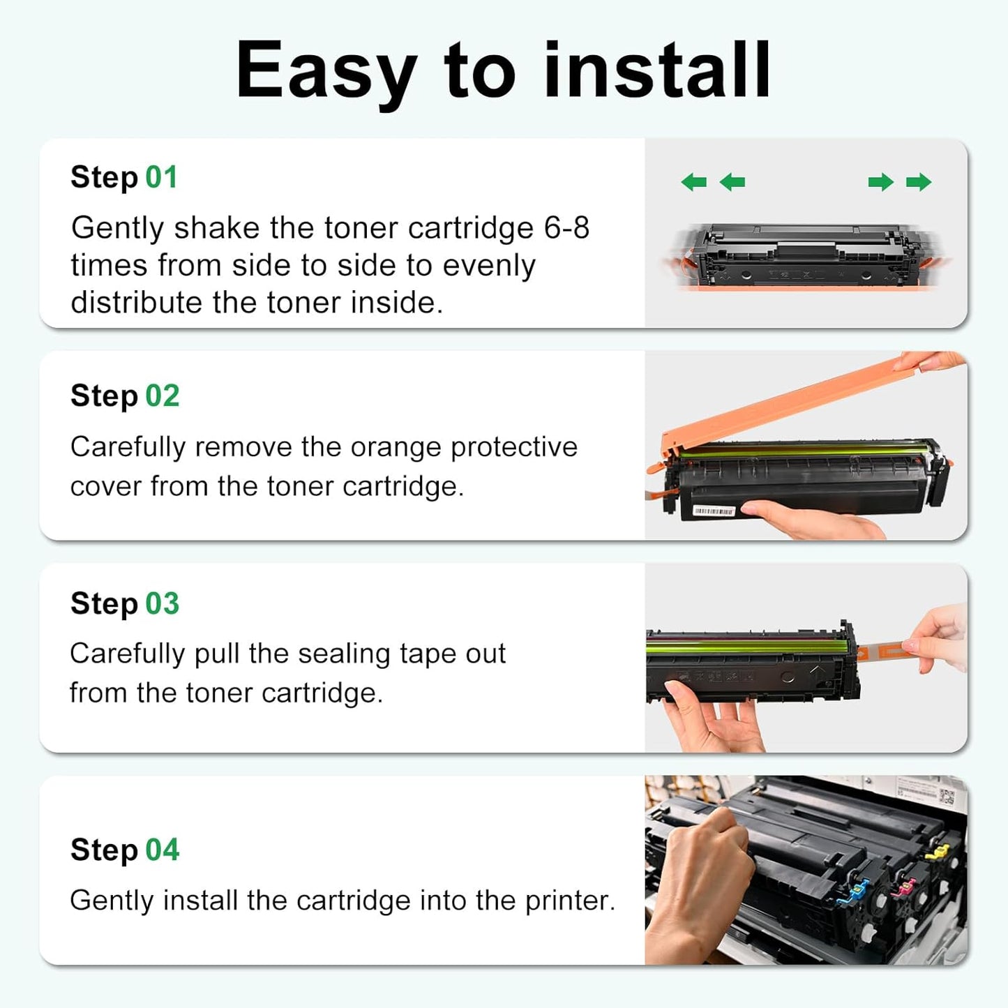 SAILNER 218A Toner Cartridges 4 Pack, 3301fdw Toner Replacement for HP 218A 218X W2180A Toner Cartridge Set for HP Color Laserjet Pro 3301cdw 3301fdw 3301sdw 3201dw Printer (NO CHIP)