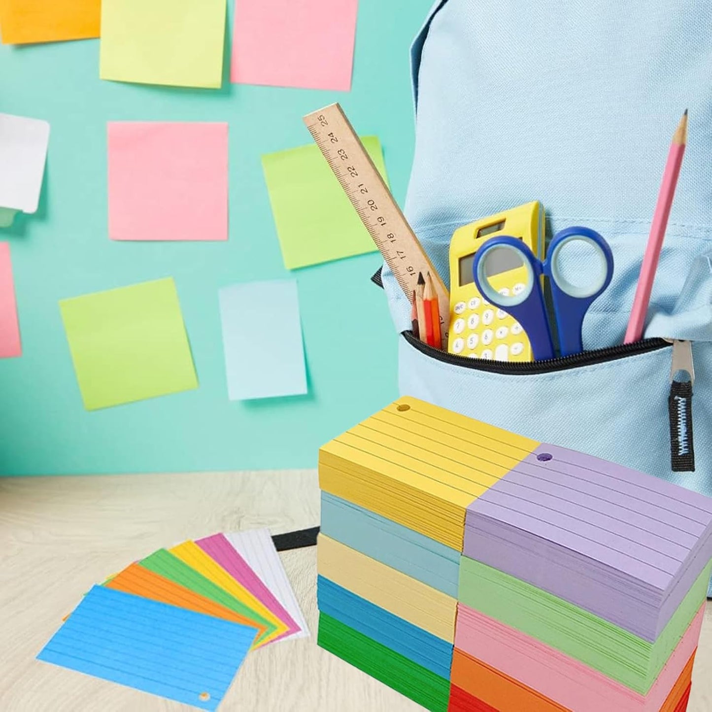 1000 Pcs Index Cards 2.91 x 2.01 Inch Color Flash Cards with Rings, Heavy Note Cards, Punched Ruled Index Cards for Studying, Office and Home, 10 Colors