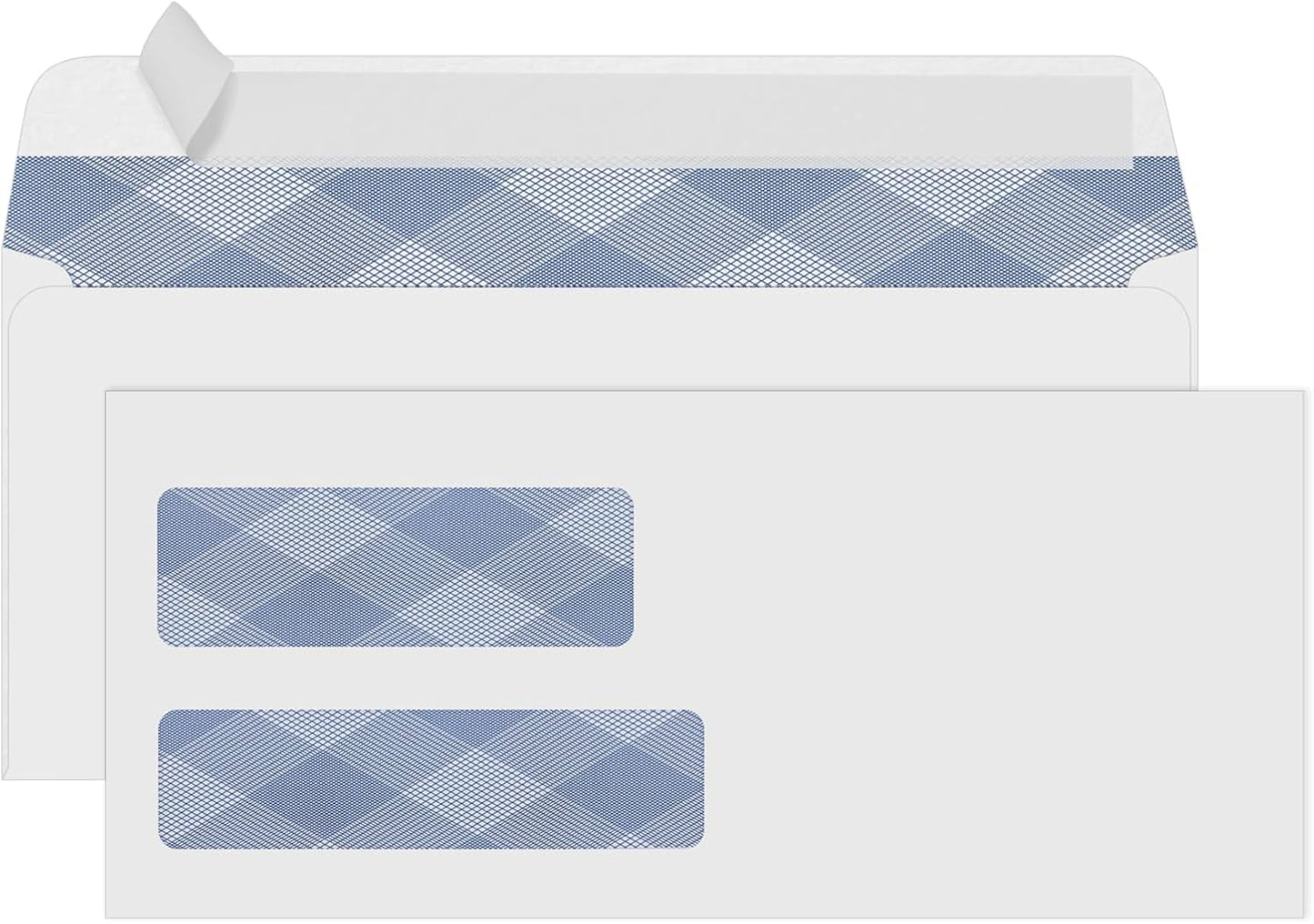 500#9 Double Window Security Envelopes, PANDRI NO.9 Self Seal White Envelopes Designed for Invoices, Business Statements & Documents - Number 9 Size 3 7/8 Inch X 8 7/8 Inch - 24 LB