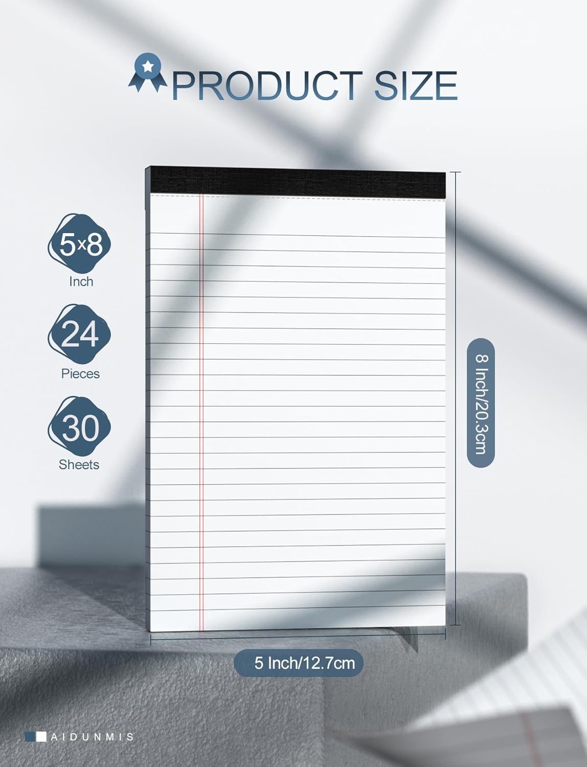 24 Pack Small Legal Pads 5x8 White Note Pads 5x8 College Ruled Paper Tablets for Office 80 GSM Paper Pads Narrow Ruled Legal Pad White Small Notepad 30 Sheets Writing Pad Lined Notepads for Office