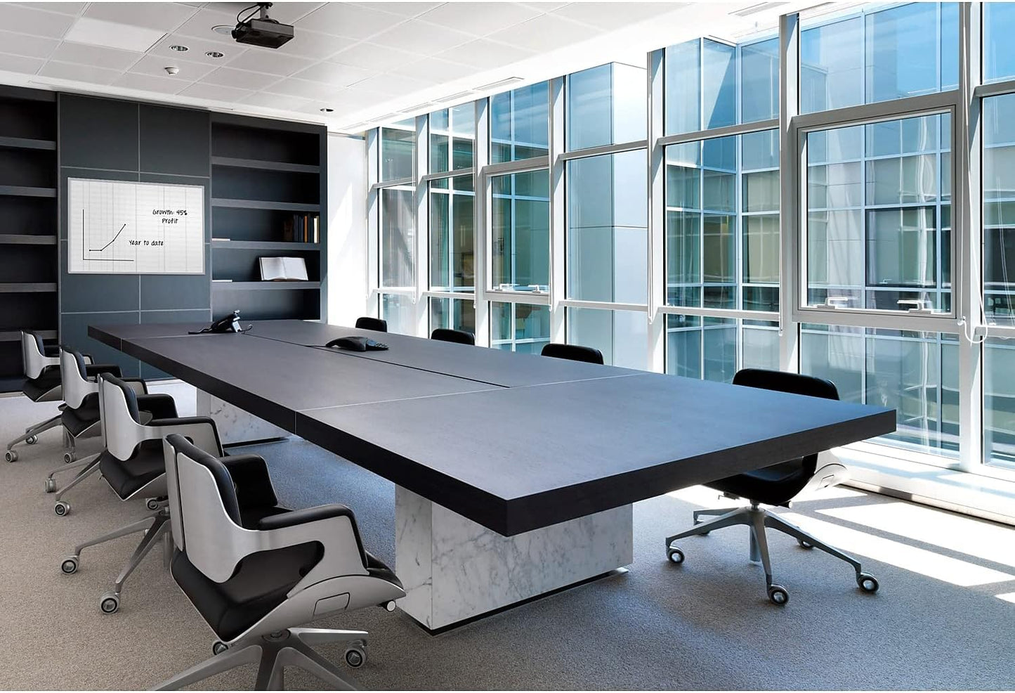 Ghent Grid 4' x 8' Magnetic Whiteboard, Aluminum Frame, 2" Grid Squares (GRPM322G-4)