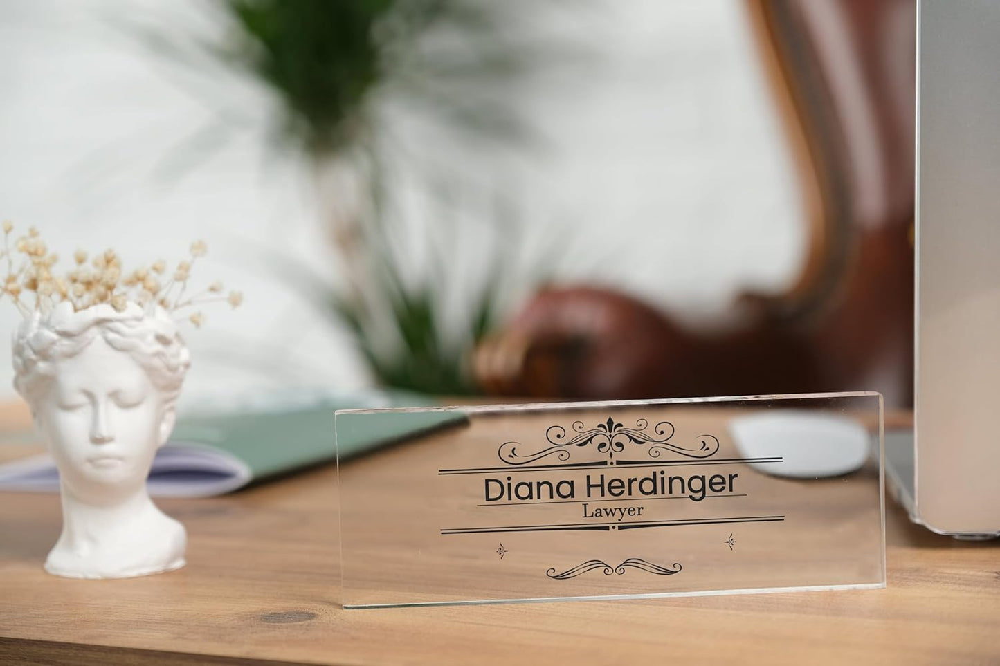 Personalized Desk Nameplate, Custom Acrylic Office Sign for Him Boss, Professional Name Plate for Coworkers, Unique Custom Gift Idea for Office, New Job Gift, CoWorker Gift, Phd Gift (Vintage Design)