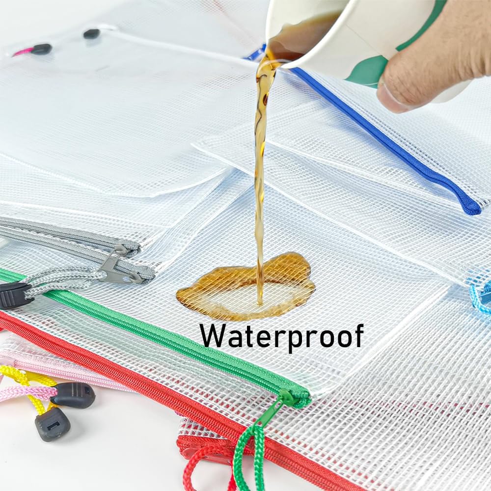 D-KINGCHY 24Pcs Zipper Storage Bags, Plastic Mesh Zippered Pouch for Organization, Waterproof Versatile Bags for Office Supplies School Travel