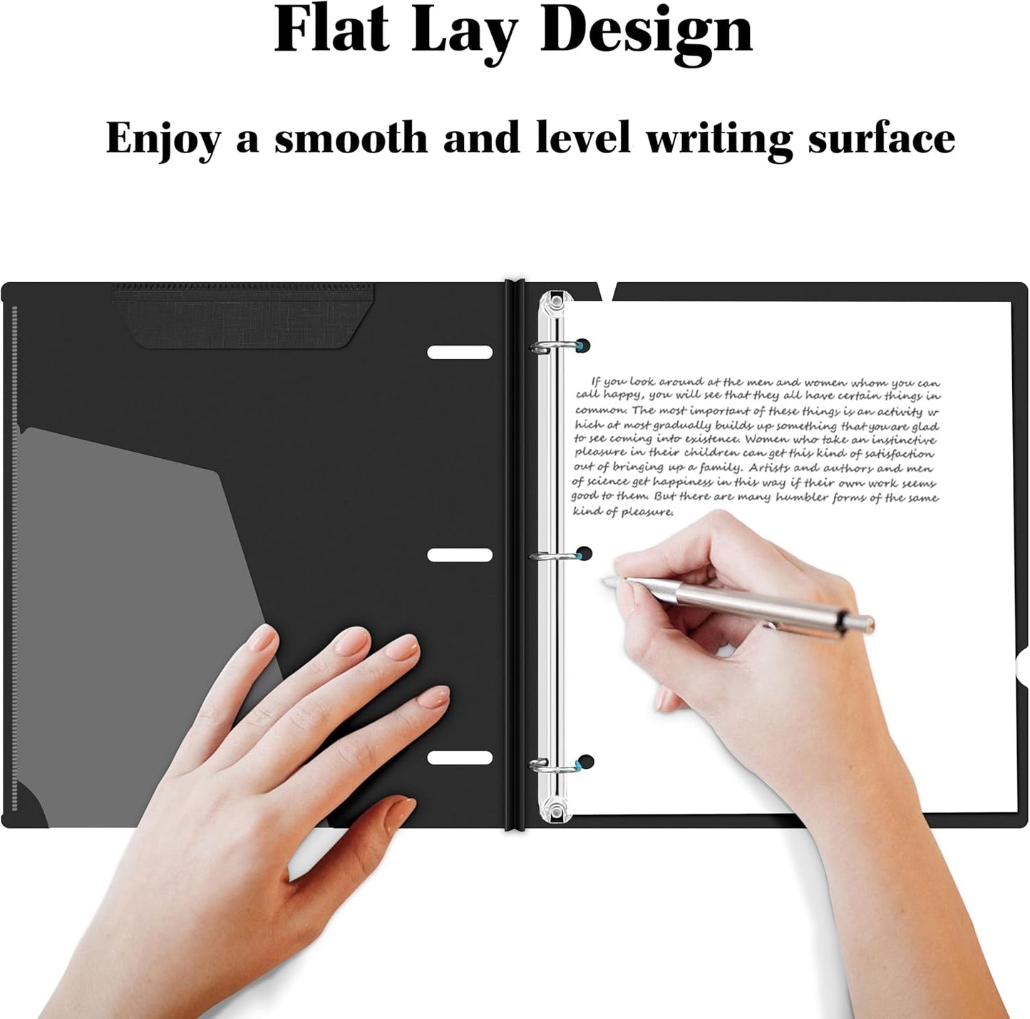 INFUN 1 Inch Telescoping 3 Ring Binder - 4PCS-Black, Flexible Binders with Customizable Front Cover and Clear Catalog Pocket,1 inch Binders 3 Ring, 225 Sheet Capacity