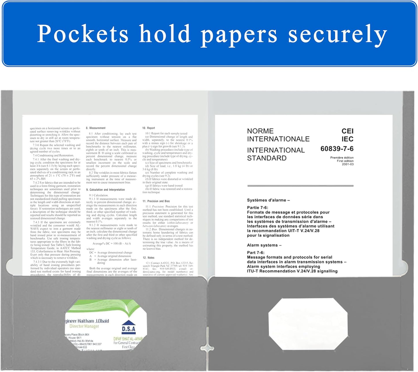 Zzrywuty File Folders with Pockets Letter Size, 25-Pack Paper Folders with Card Slot, Two Pocket Folders for School Students, Businessmen, Home and Office Workers (Grey)