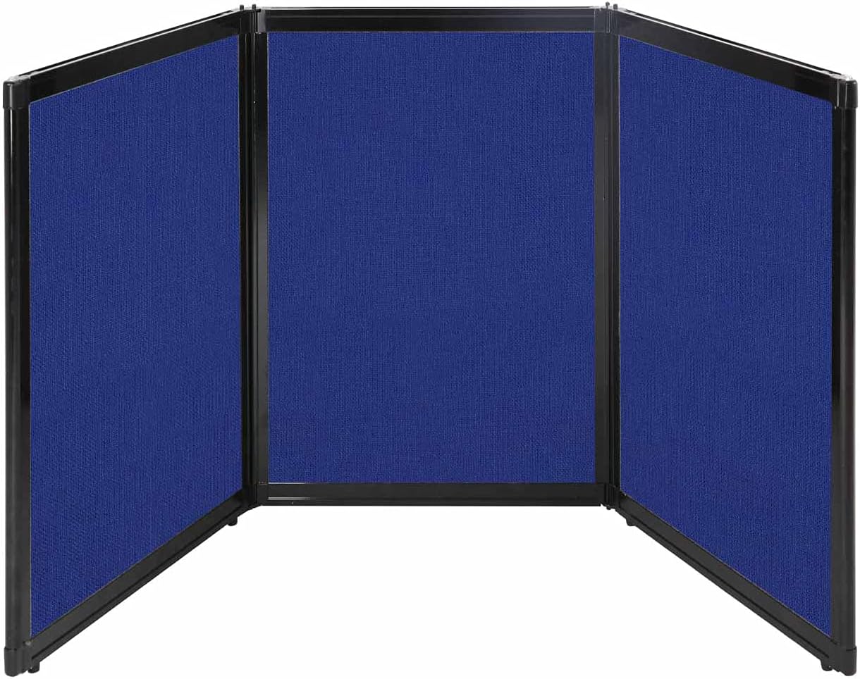 Versare Folding Tabletop Display | 3-Panel Partition | Lightweight Portable Workspace Divider | Royal Blue 78" x 36"