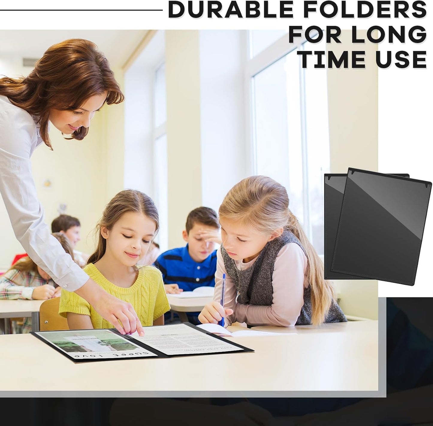 Henoyso 72 Pcs Plastic Take Home Folders with 2 Pockets Parent Teacher Classroom Communication Homework Folder for Students Parent Teacher Connect (Black)